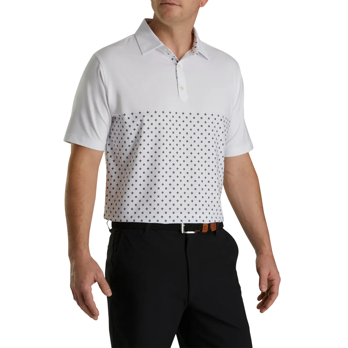 2023 FootJoy Mens Engineered Foulard Polo - White / Orchid / Black