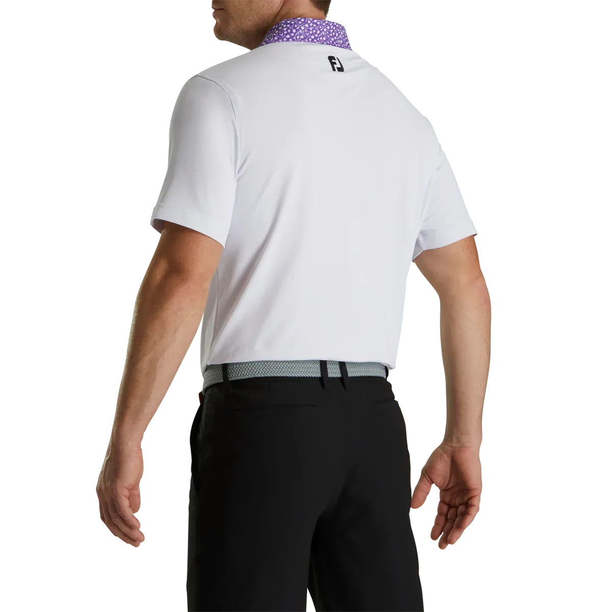 2023 FootJoy Mens Tossed Tulip Trim Polo - White / Violet