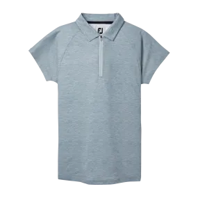 2024 FootJoy Women's Short Sleeve 1/4 Zip Polo - Heather Grey / White