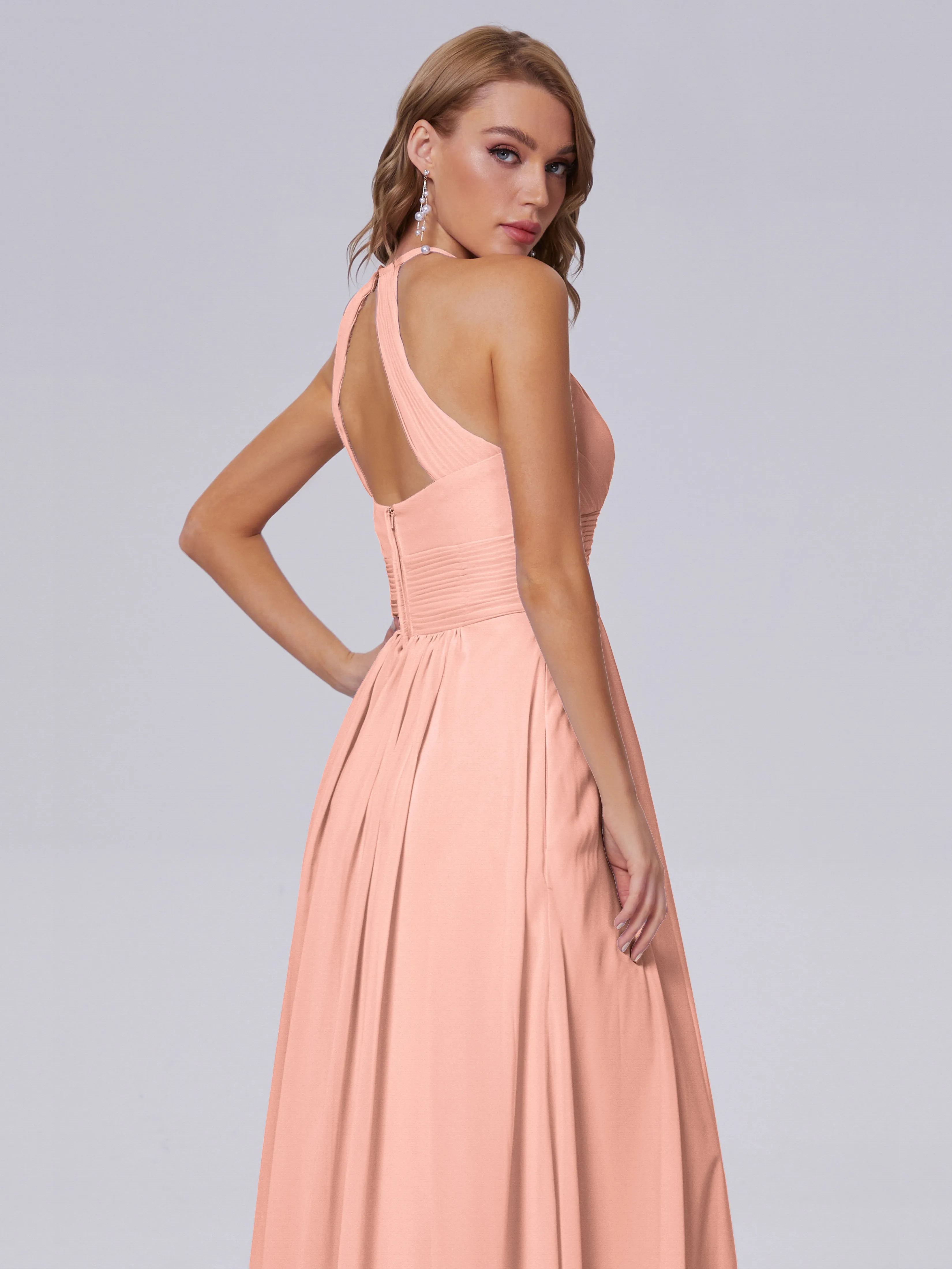 Adaline Awesome Halter Chiffon Bridesmaid Dresses