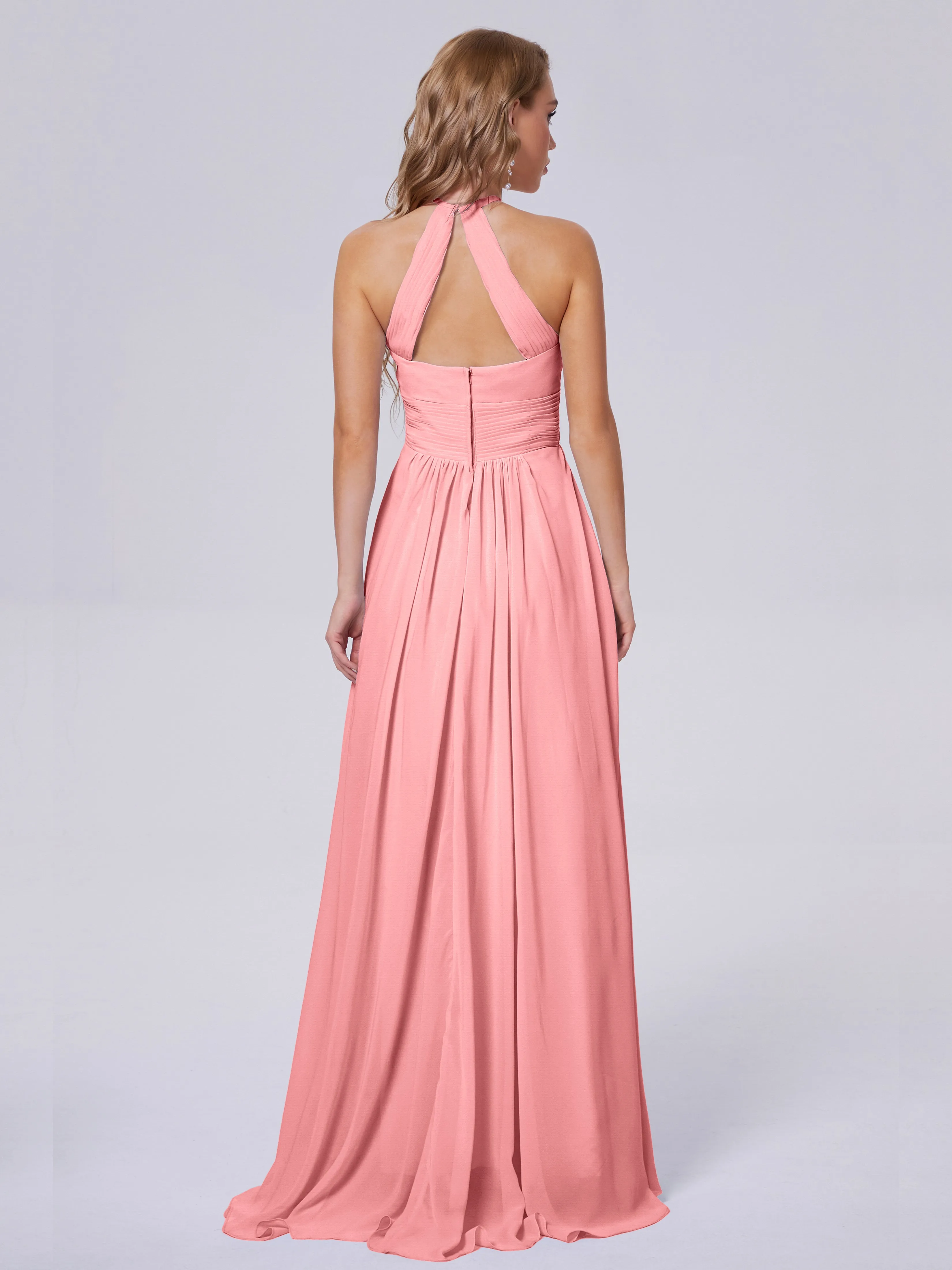 Adaline Awesome Halter Chiffon Bridesmaid Dresses