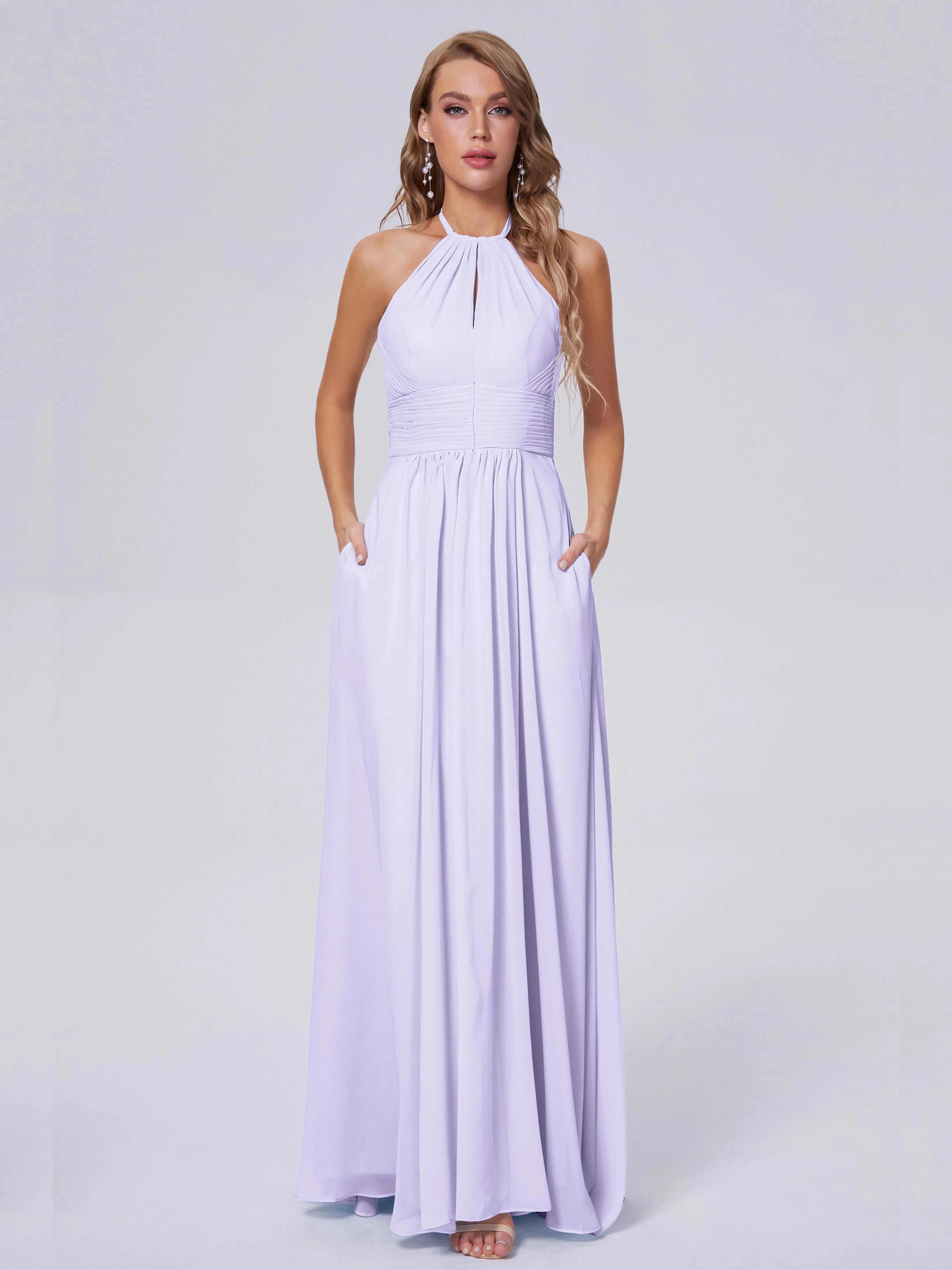 Adaline Awesome Halter Chiffon Bridesmaid Dresses