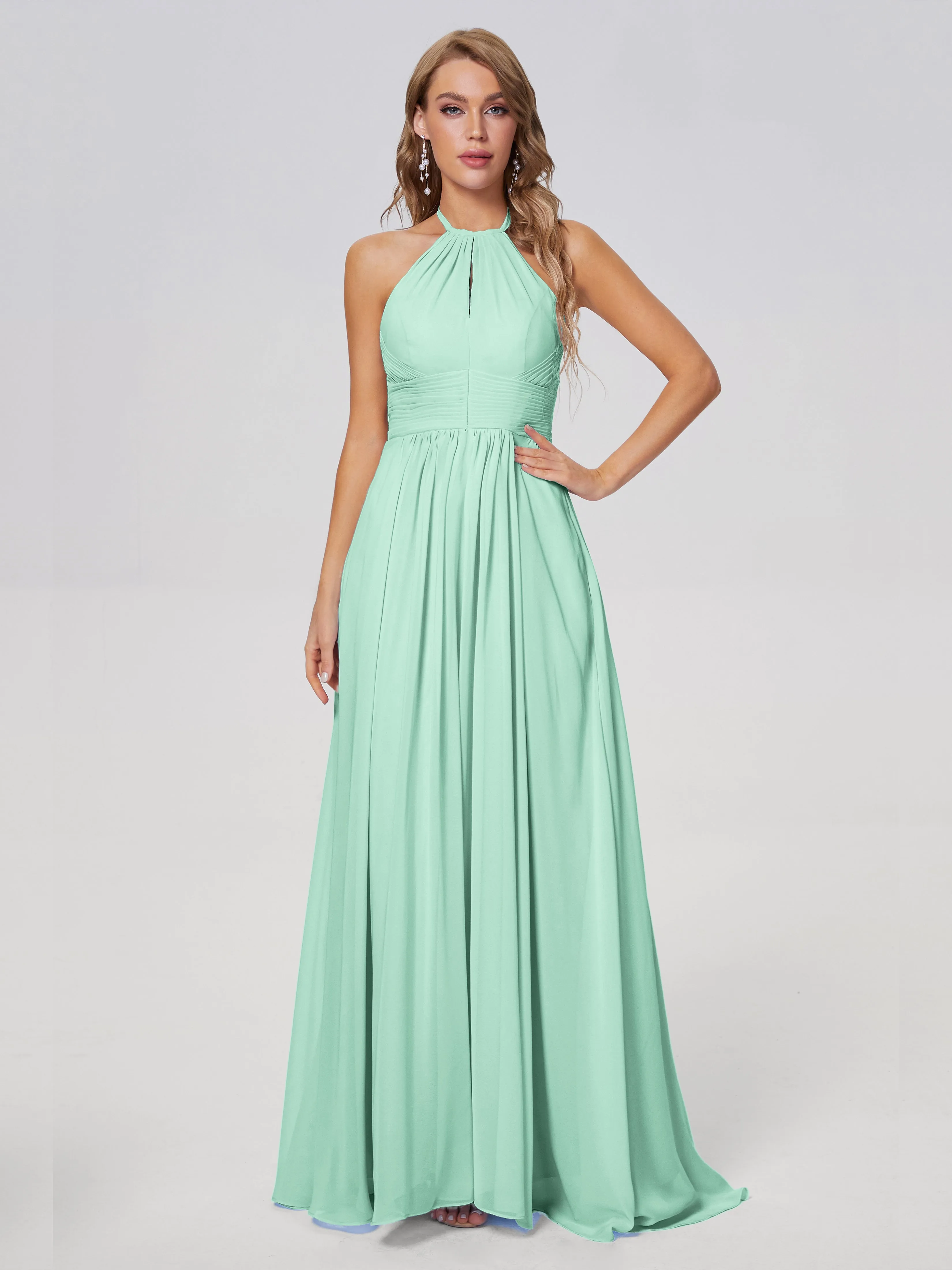 Adaline Awesome Halter Chiffon Bridesmaid Dresses