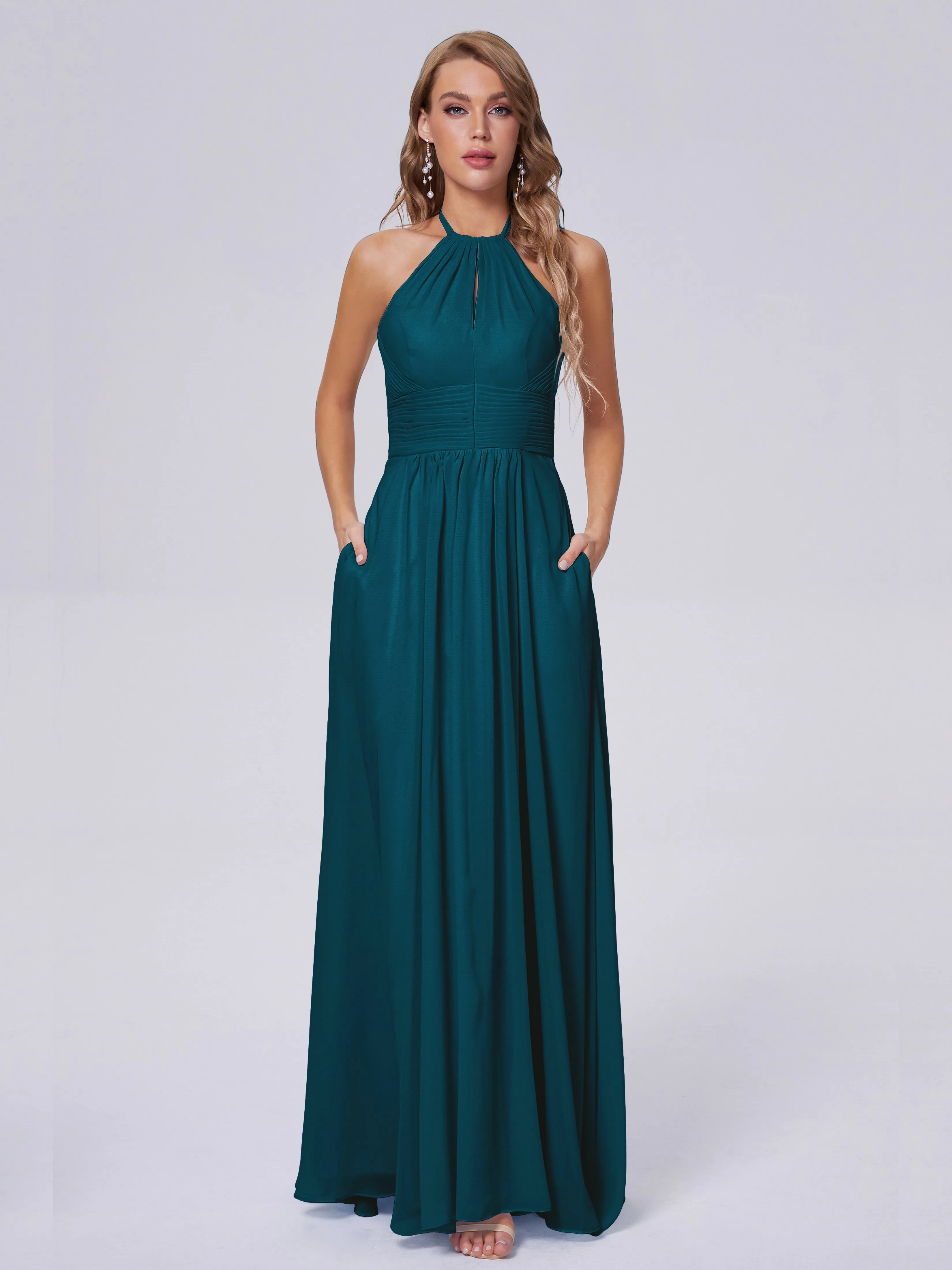 Adaline Awesome Halter Chiffon Bridesmaid Dresses