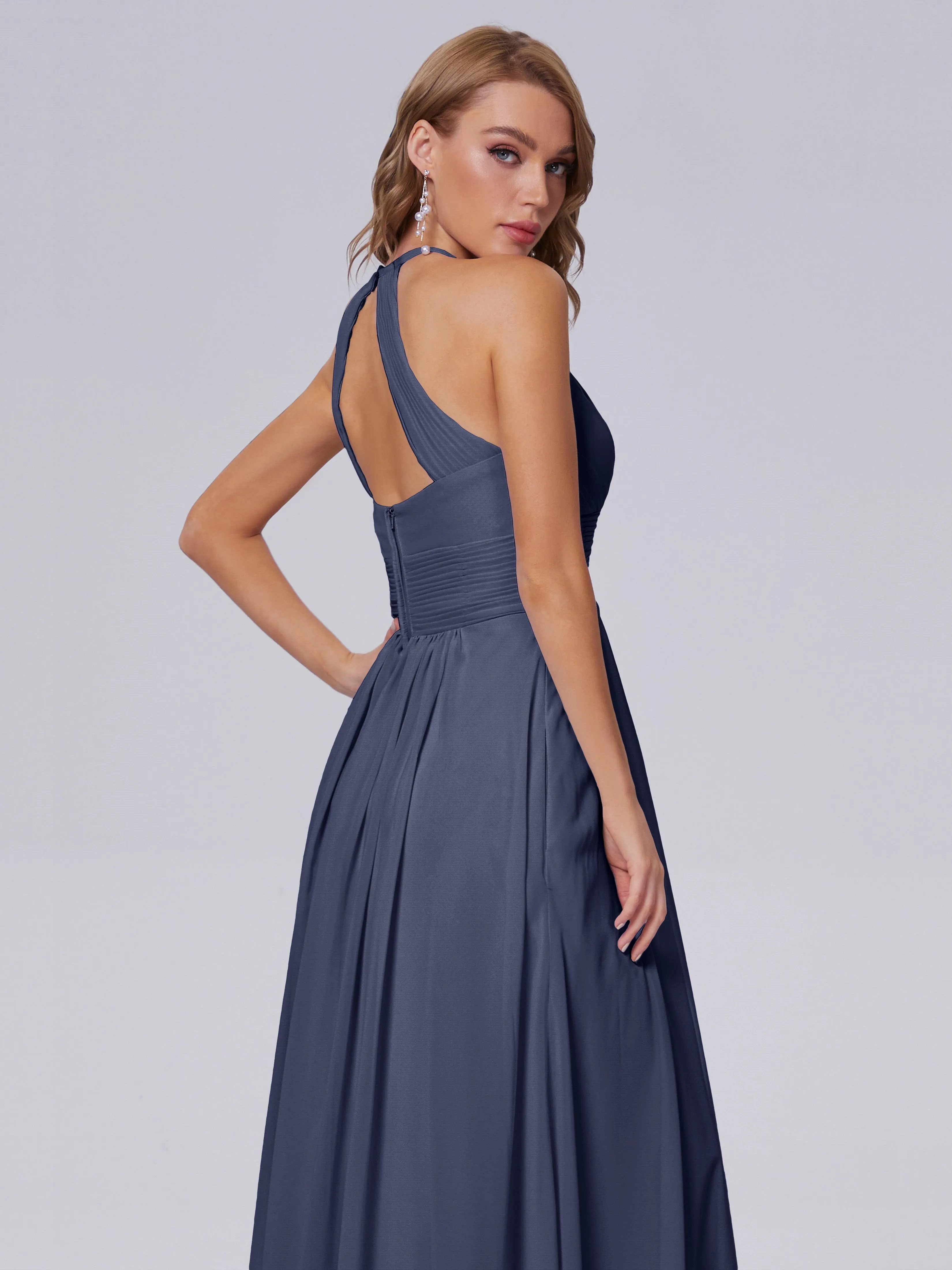 Adaline Awesome Halter Chiffon Bridesmaid Dresses