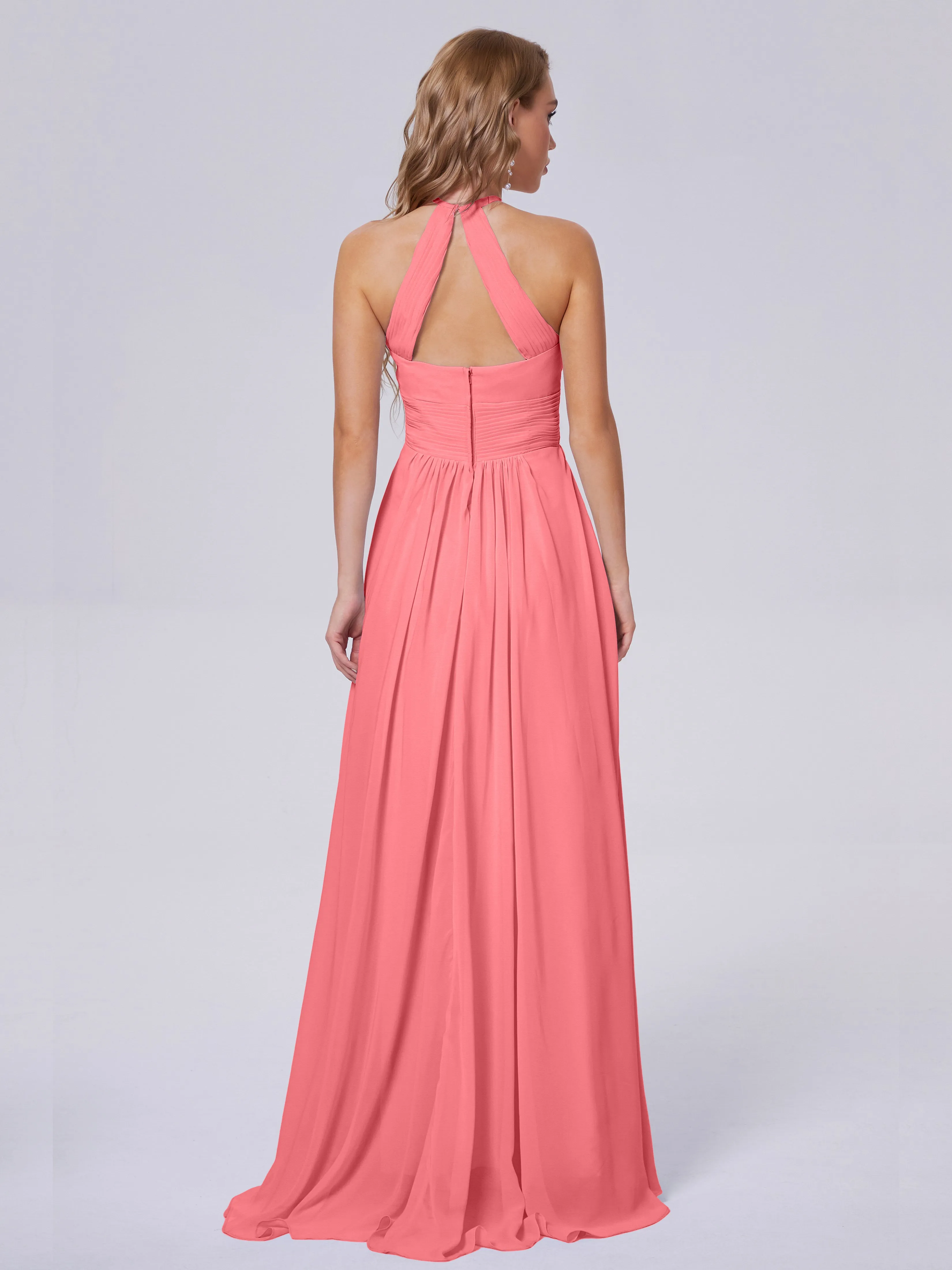 Adaline Awesome Halter Chiffon Bridesmaid Dresses