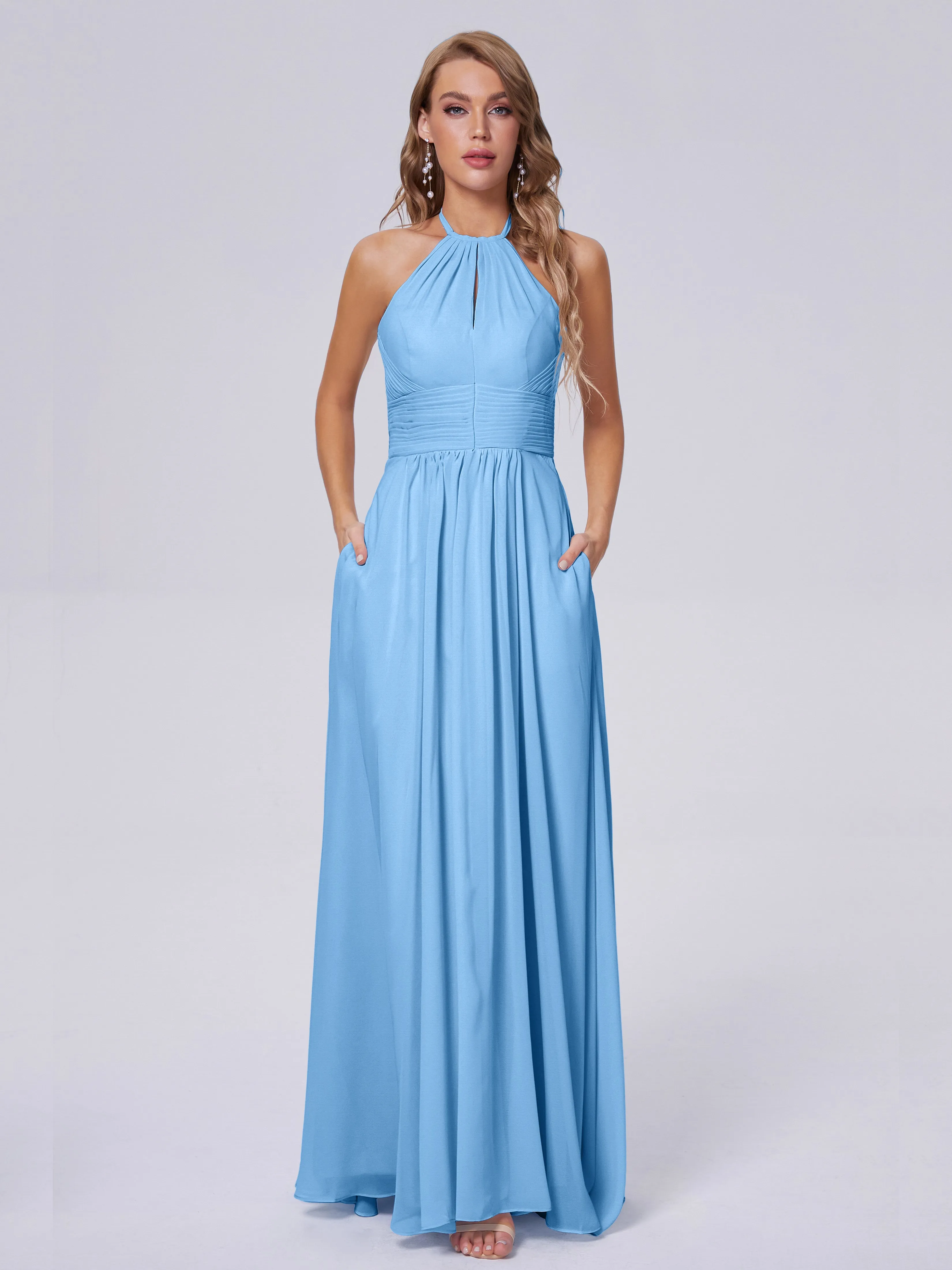 Adaline Awesome Halter Chiffon Bridesmaid Dresses