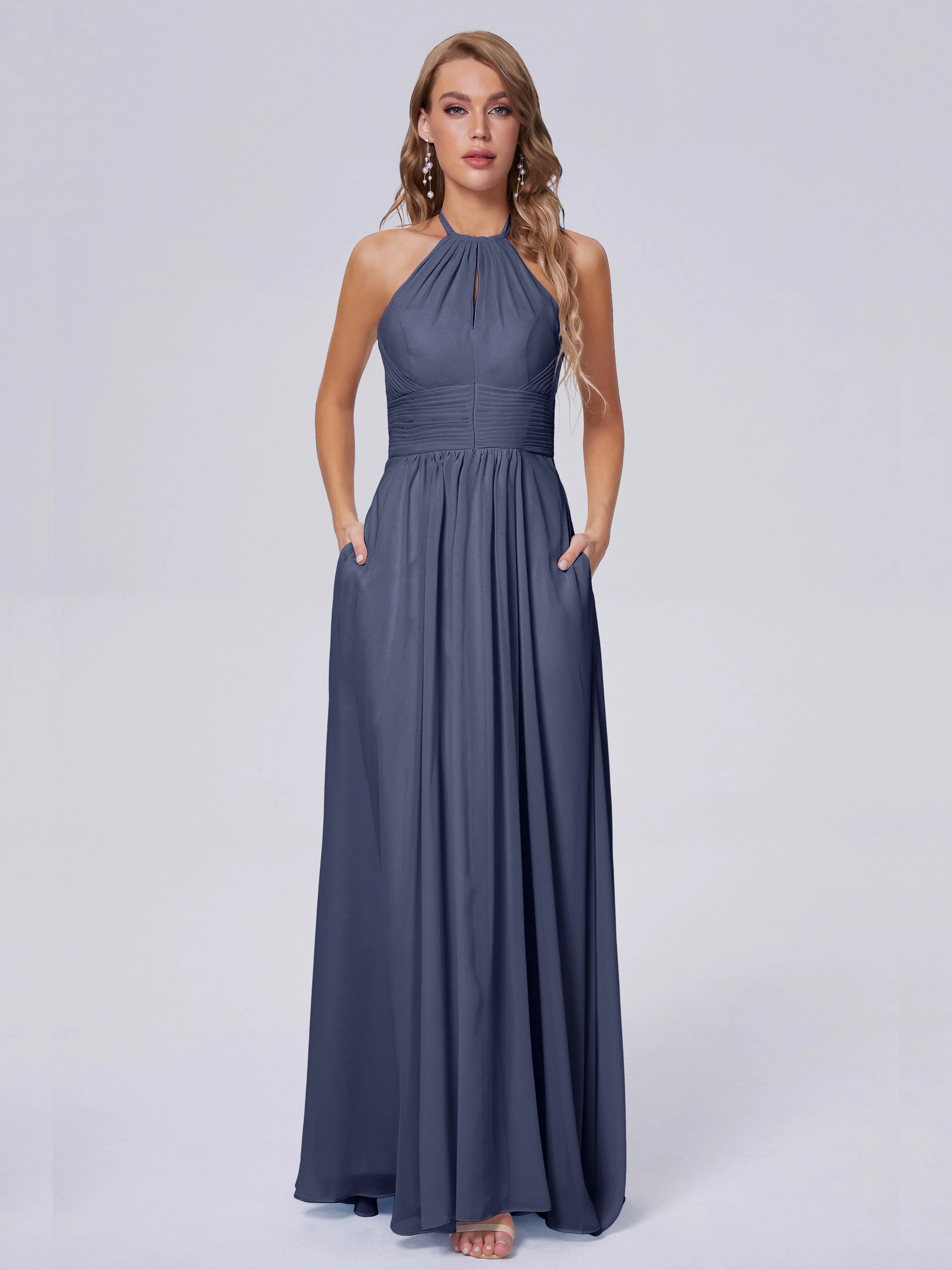 Adaline Awesome Halter Chiffon Bridesmaid Dresses