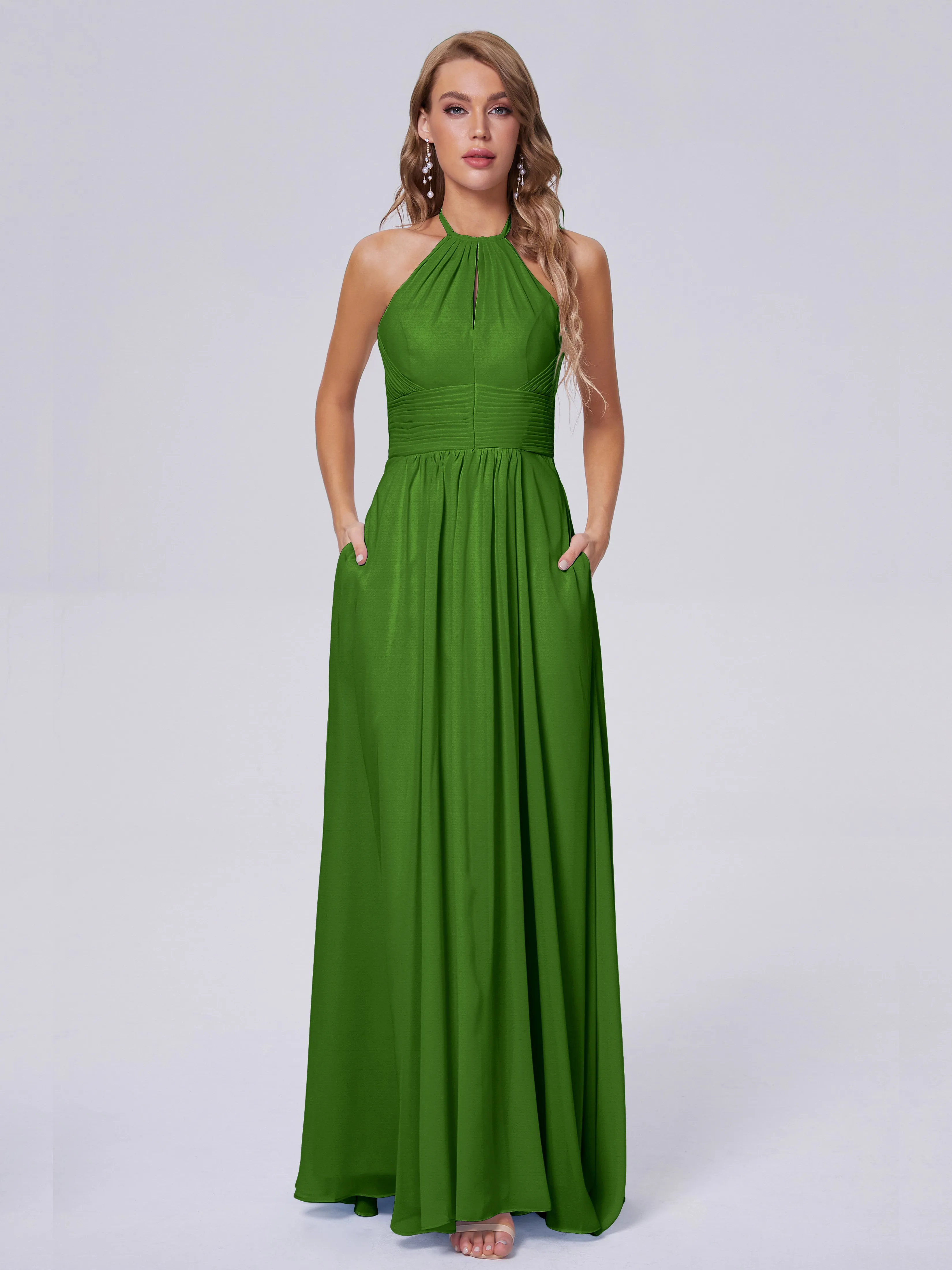 Adaline Awesome Halter Chiffon Bridesmaid Dresses