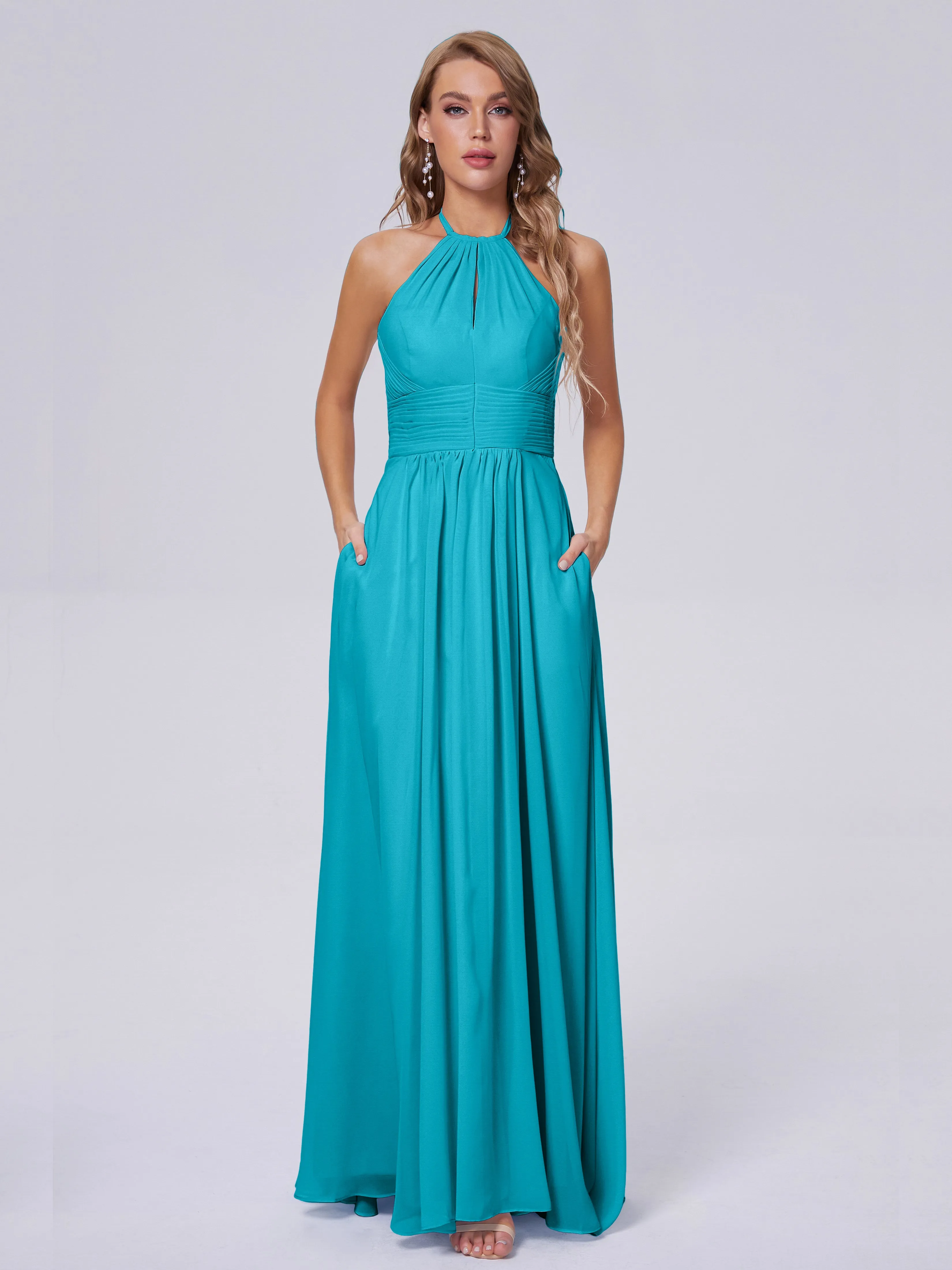 Adaline Awesome Halter Chiffon Bridesmaid Dresses