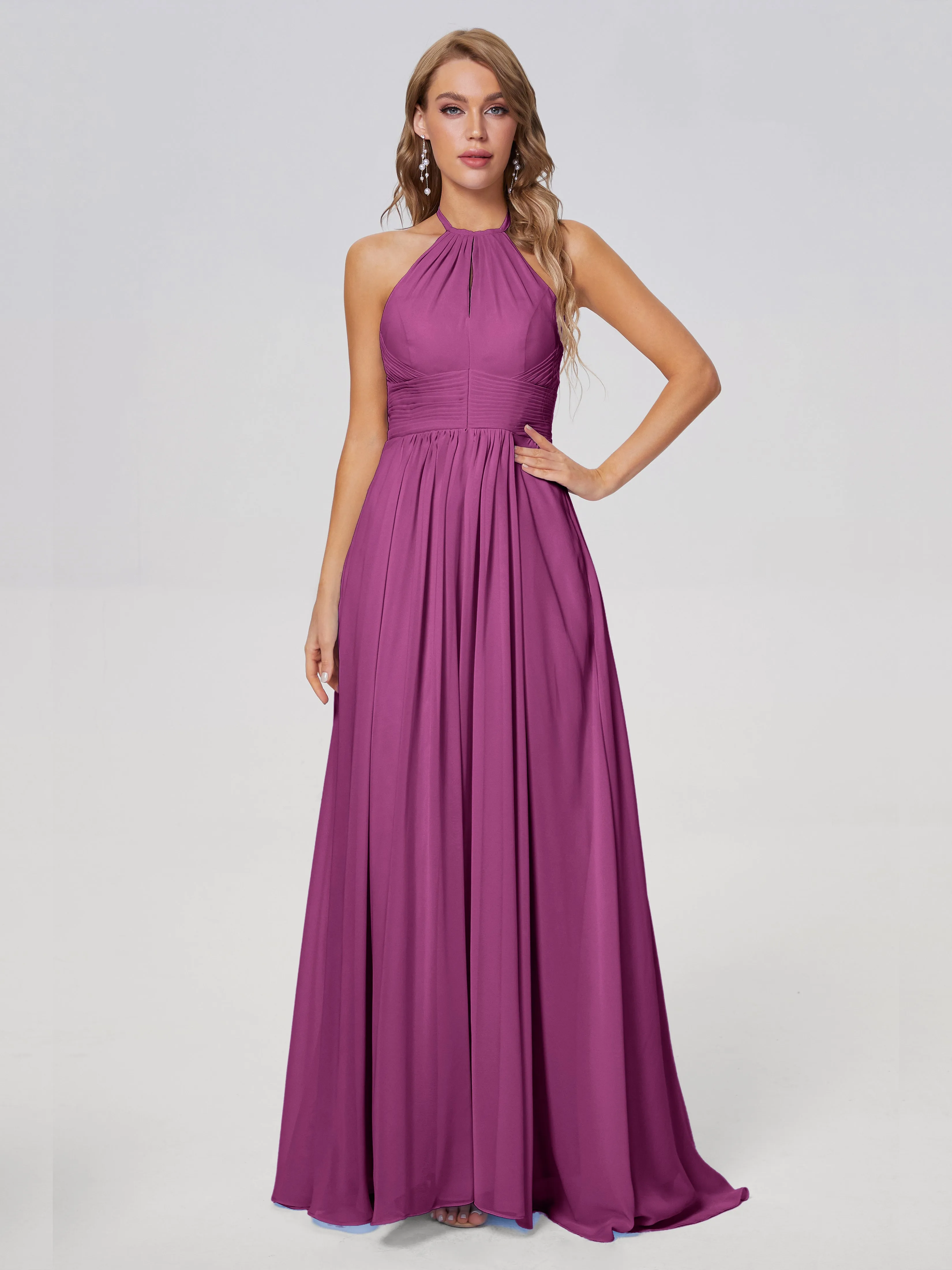 Adaline Awesome Halter Chiffon Bridesmaid Dresses