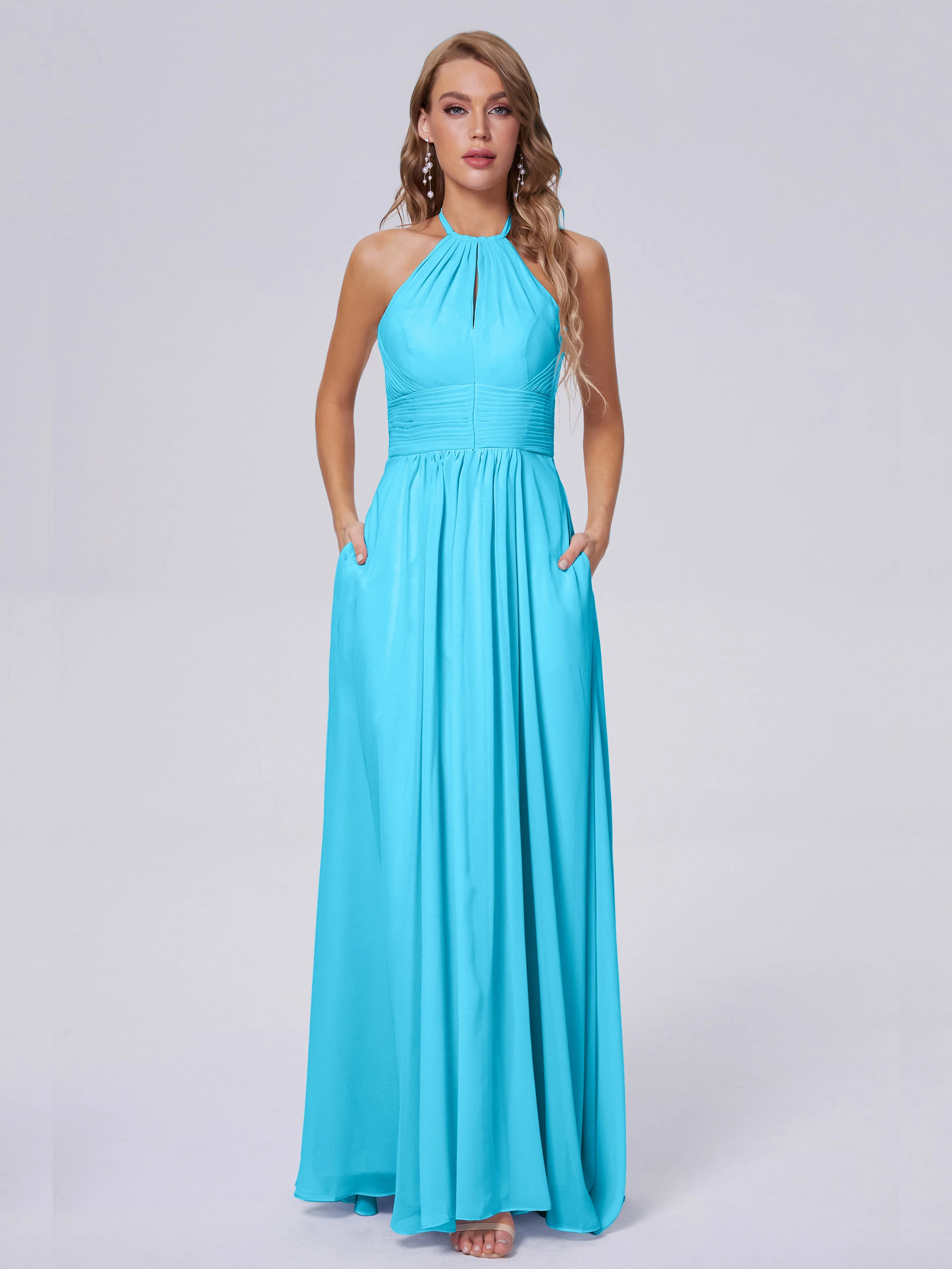 Adaline Awesome Halter Chiffon Bridesmaid Dresses