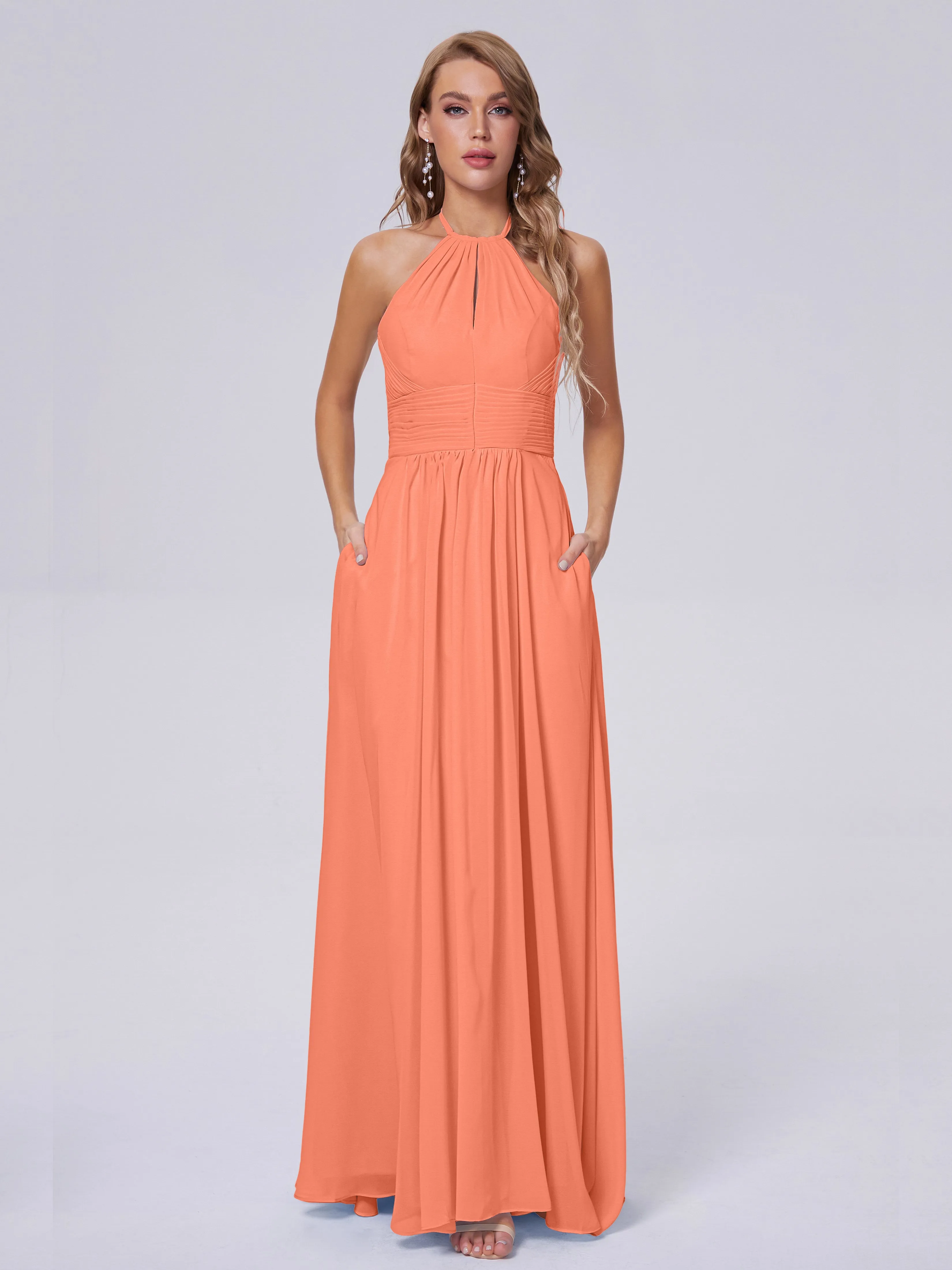 Adaline Awesome Halter Chiffon Bridesmaid Dresses