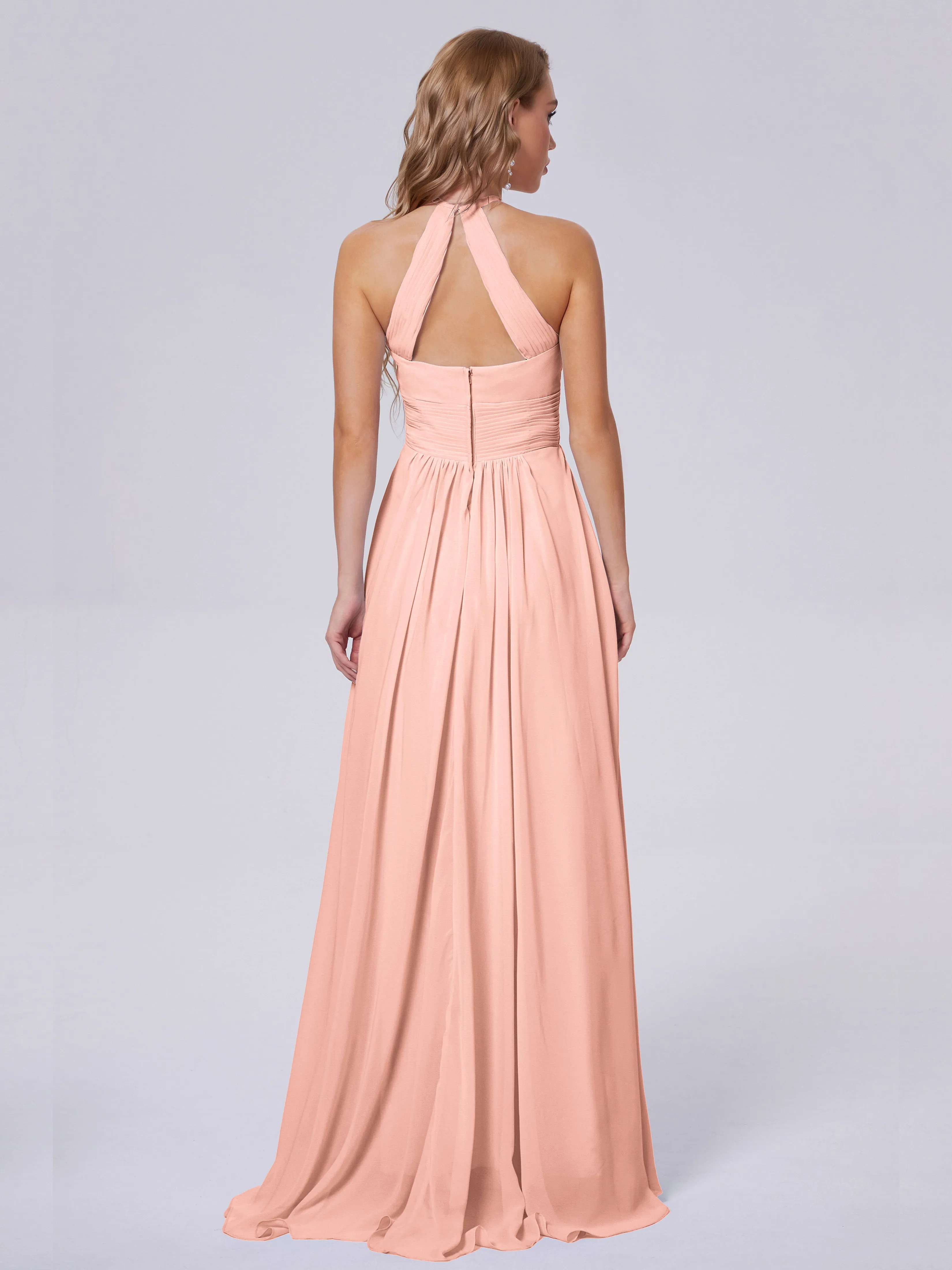 Adaline Awesome Halter Chiffon Bridesmaid Dresses