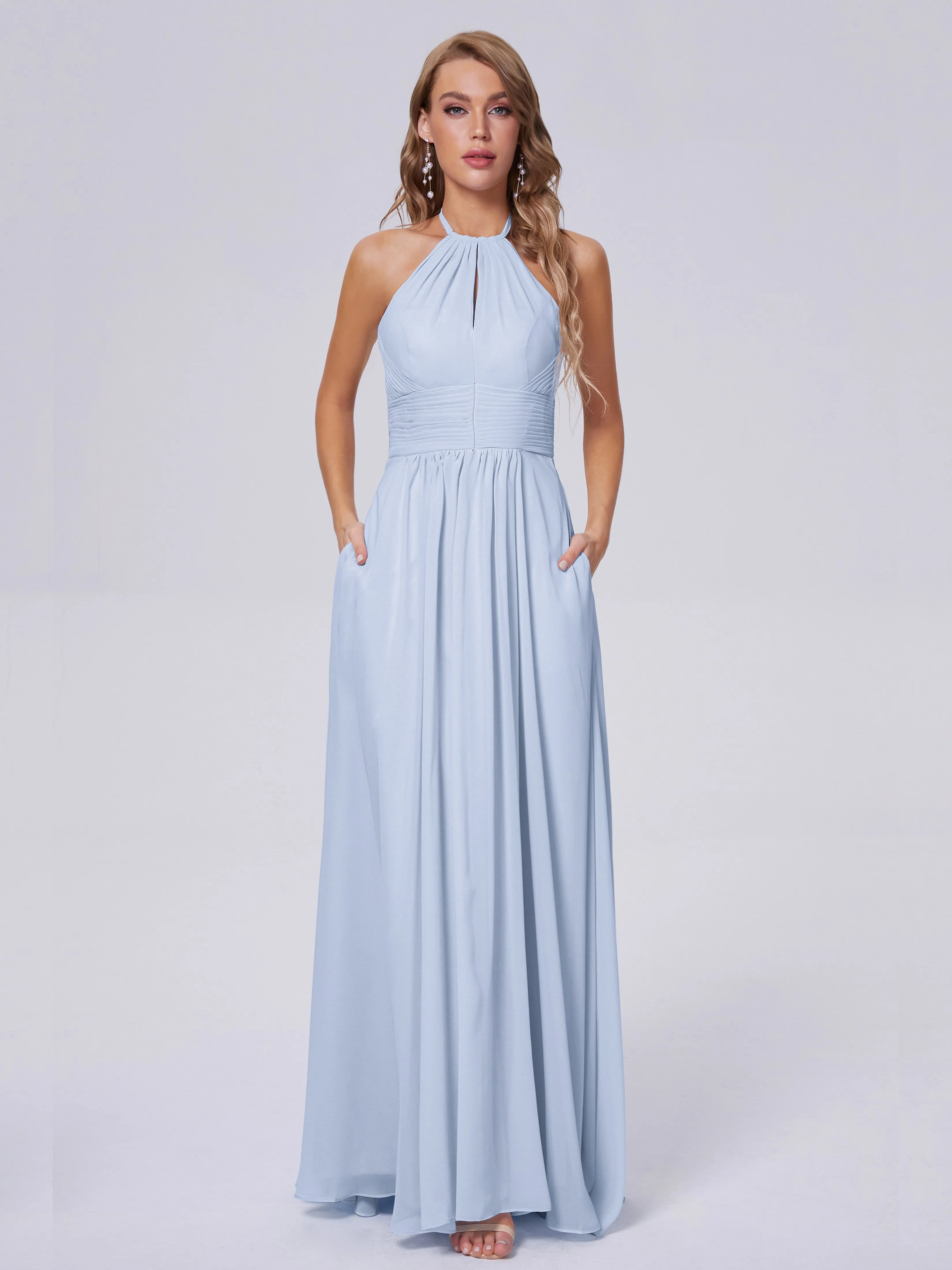 Adaline Awesome Halter Chiffon Bridesmaid Dresses