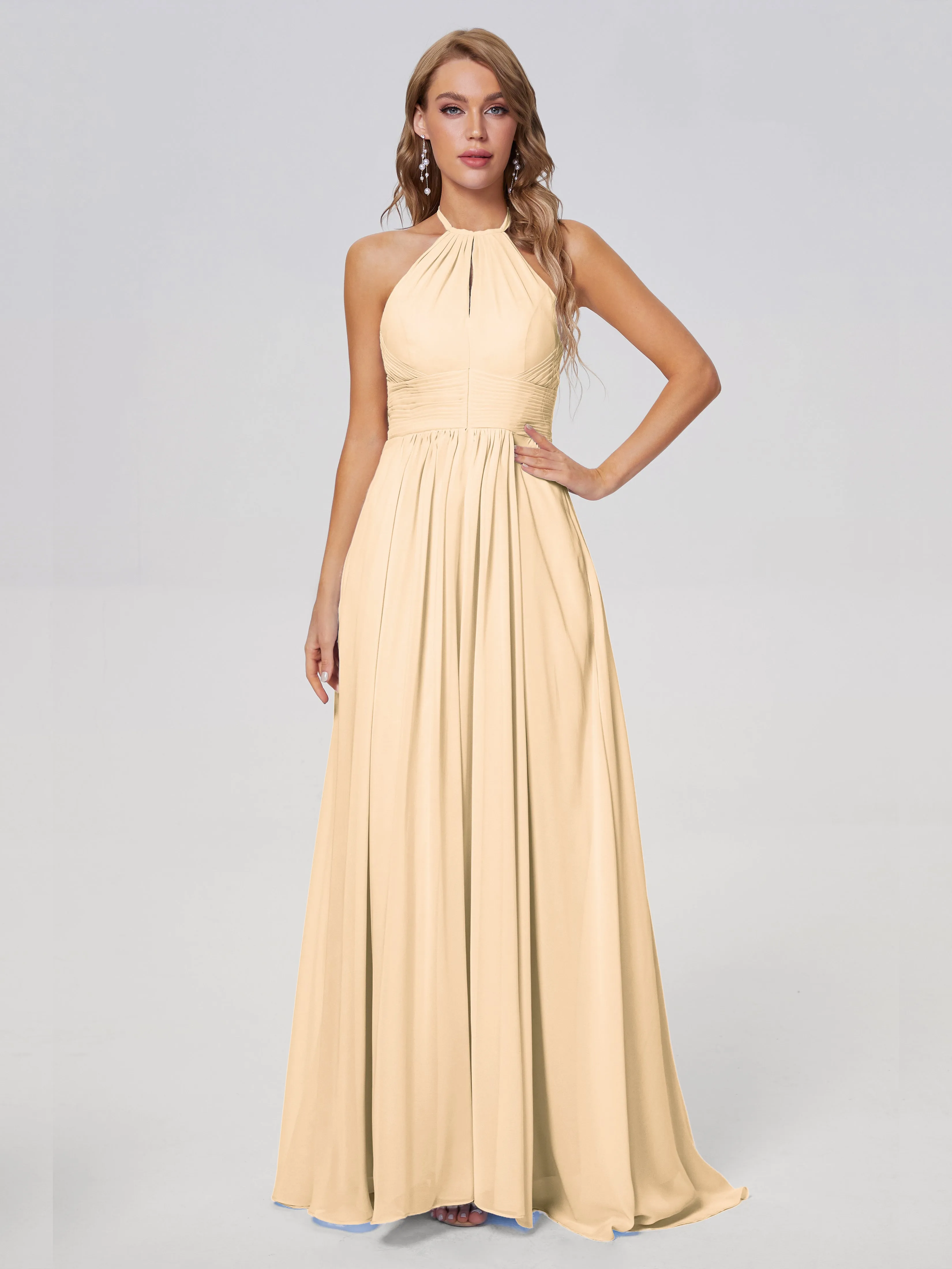 Adaline Awesome Halter Chiffon Bridesmaid Dresses