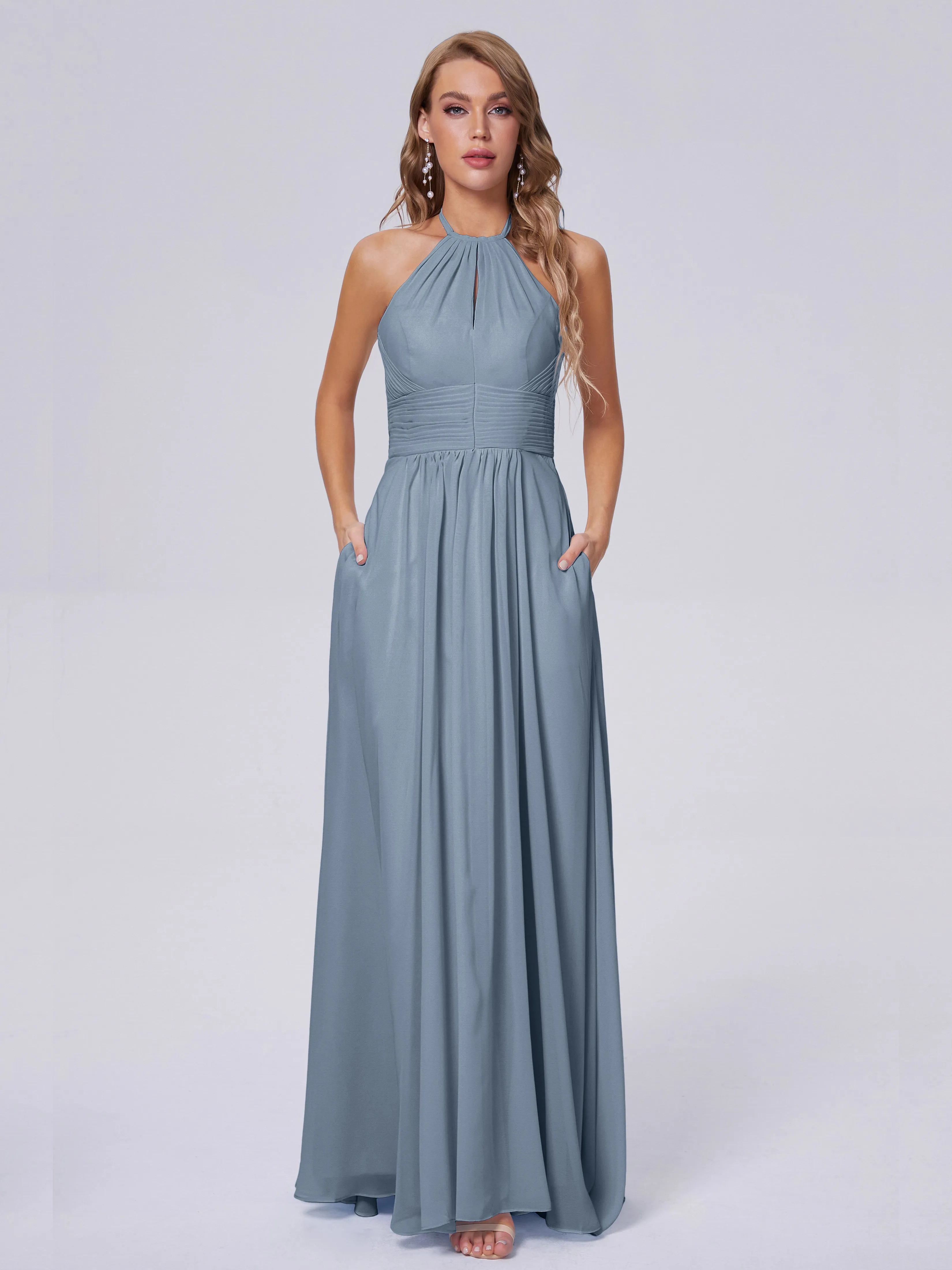 Adaline Awesome Halter Chiffon Bridesmaid Dresses