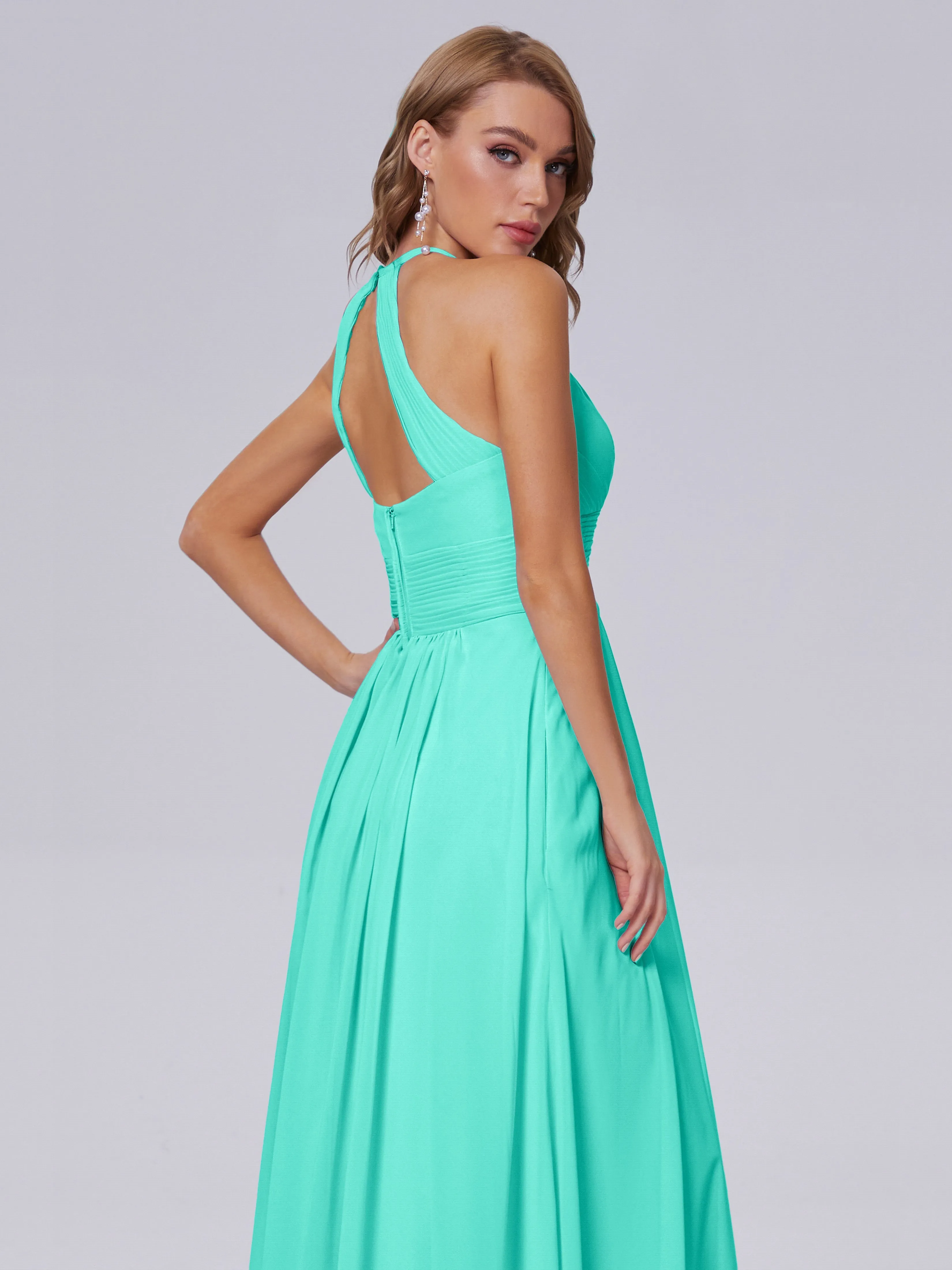 Adaline Awesome Halter Chiffon Bridesmaid Dresses