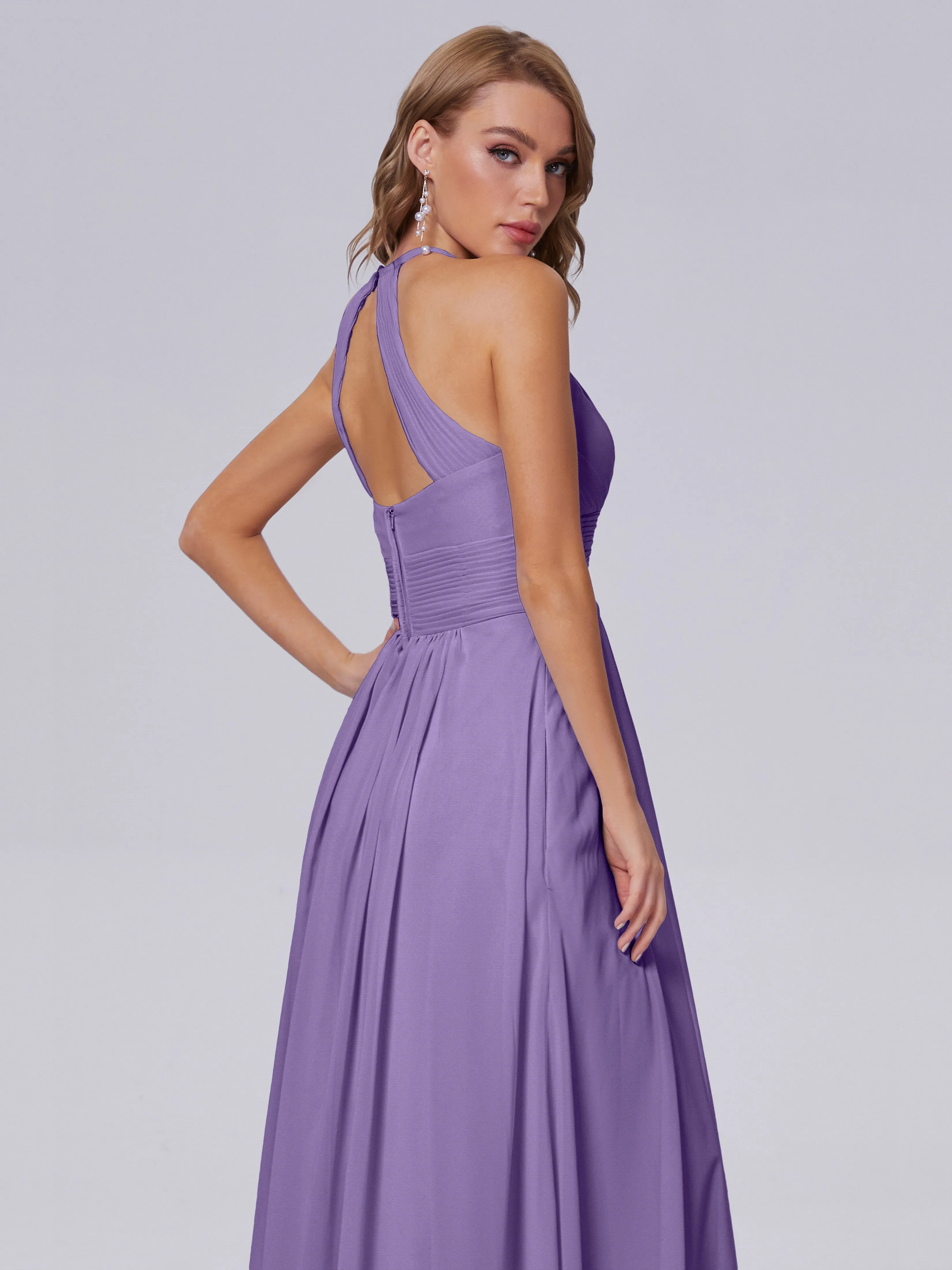 Adaline Awesome Halter Chiffon Bridesmaid Dresses