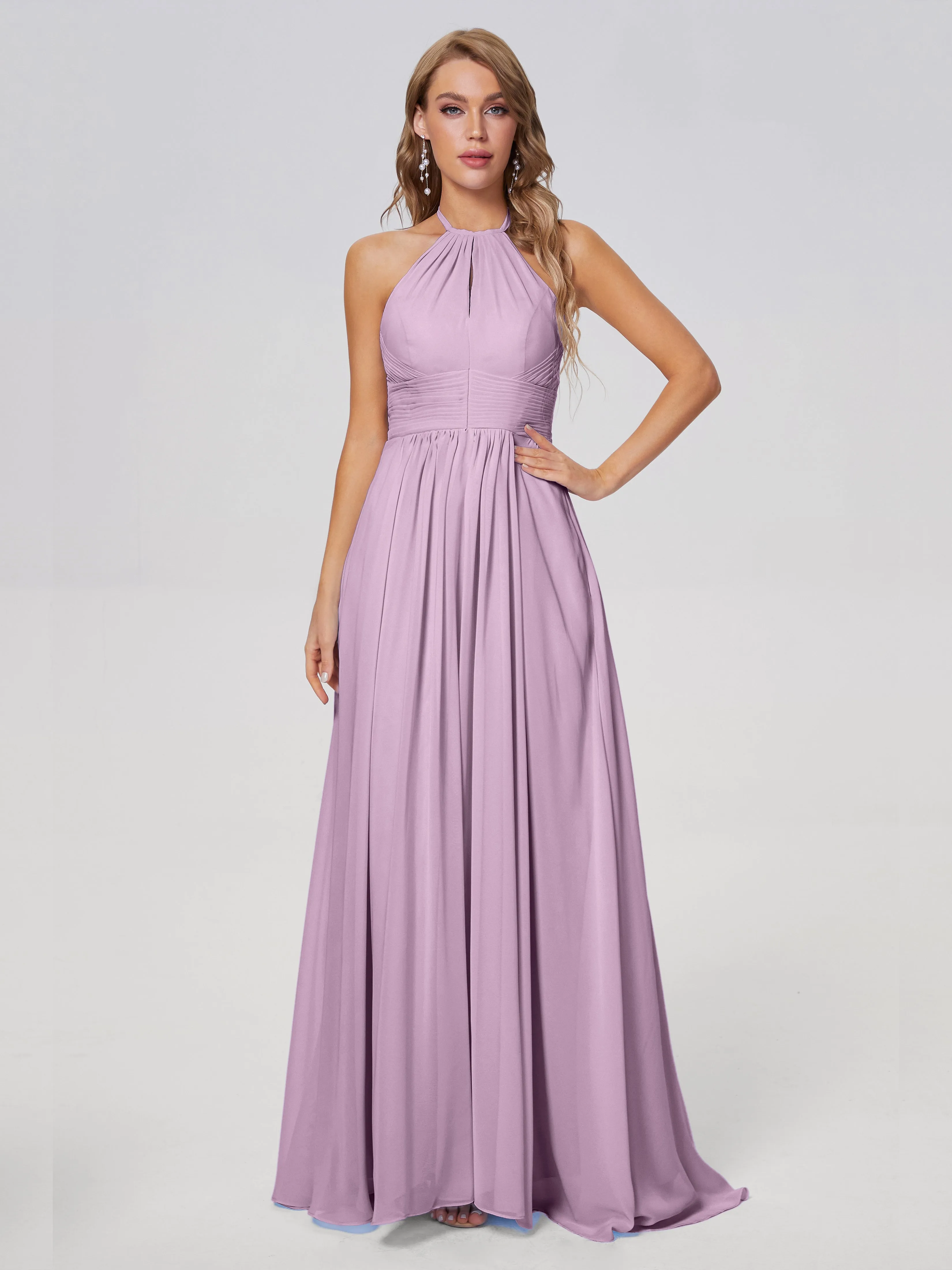 Adaline Awesome Halter Chiffon Bridesmaid Dresses