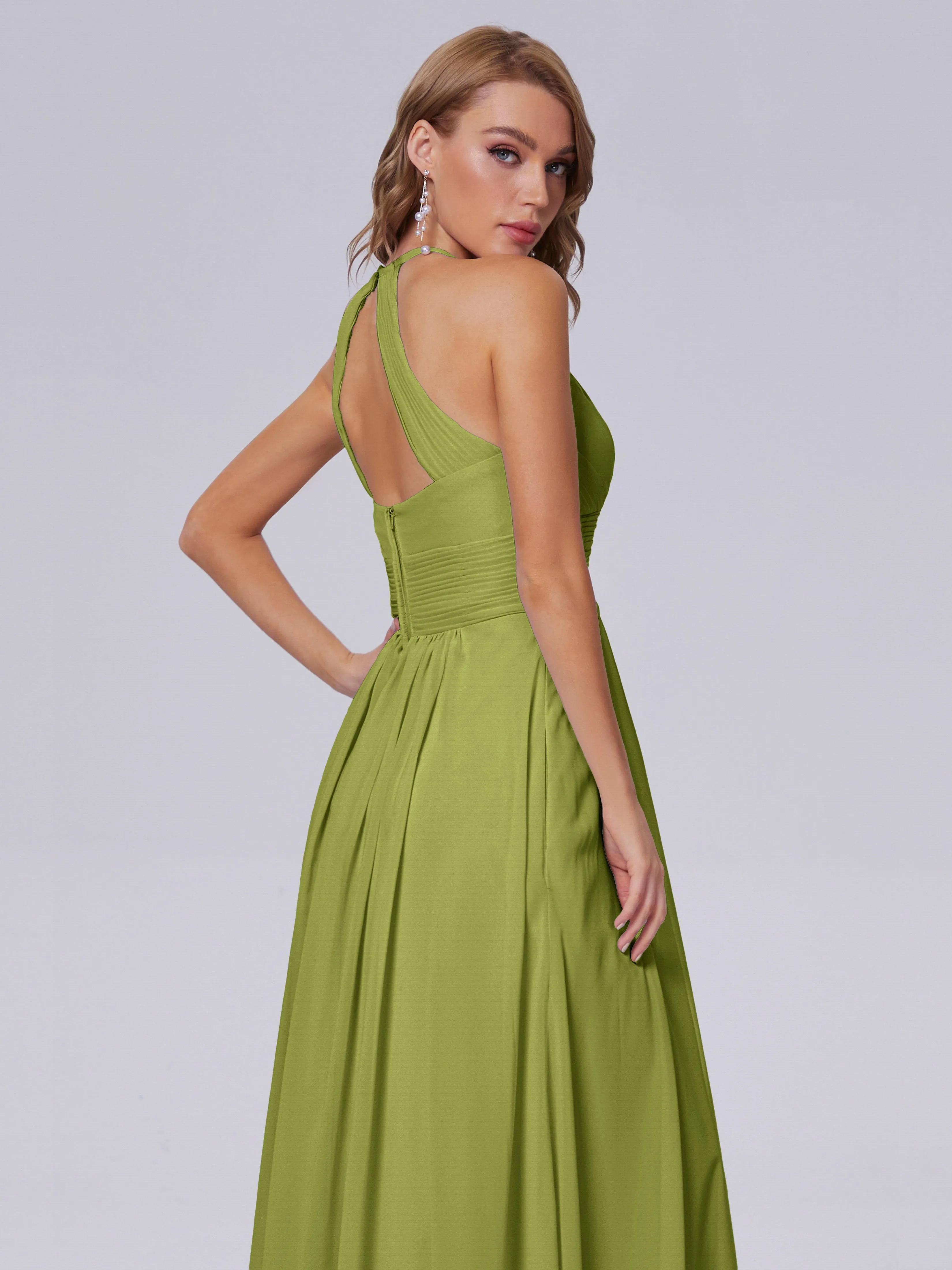 Adaline Awesome Halter Chiffon Bridesmaid Dresses