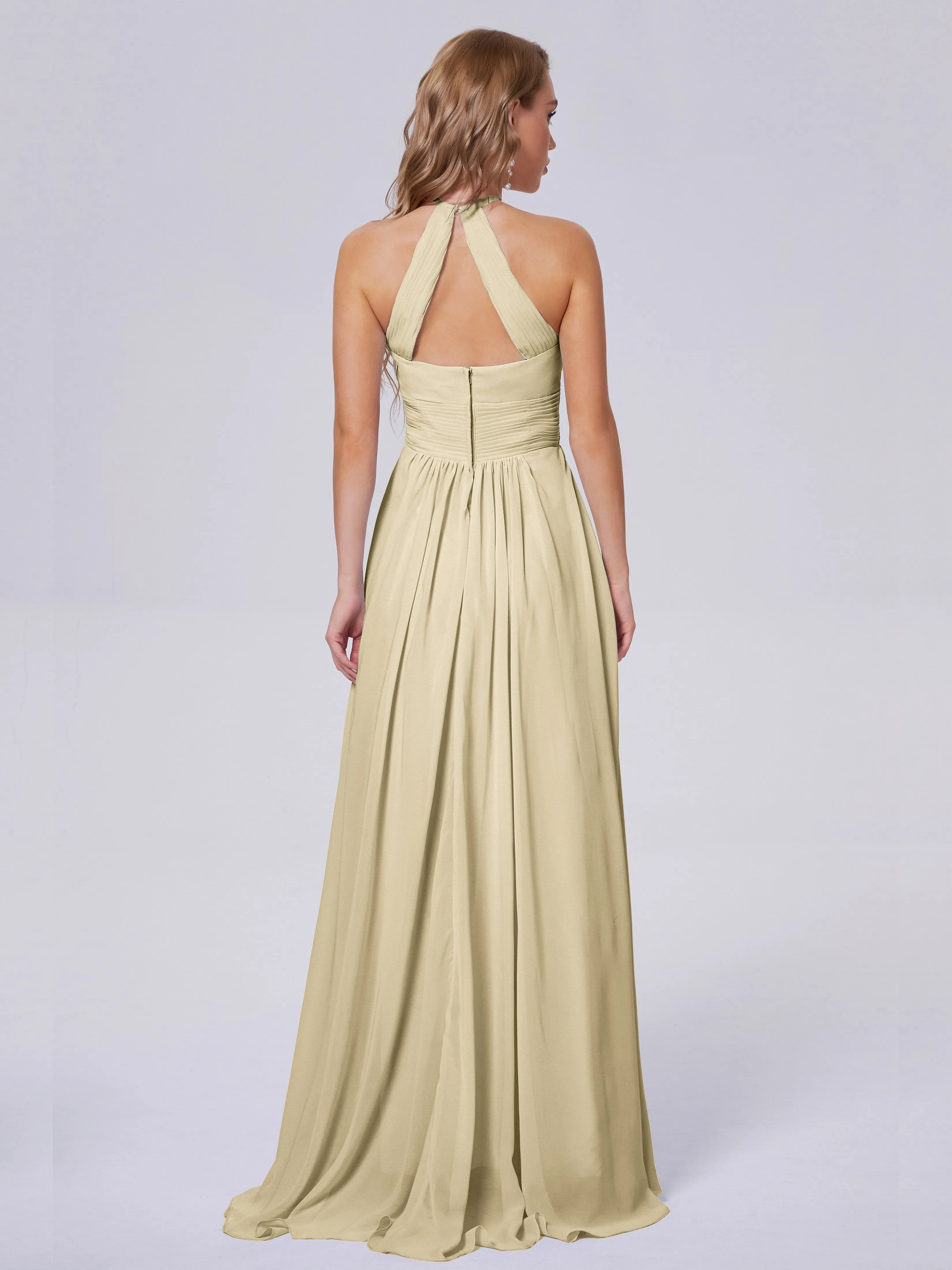 Adaline Awesome Halter Chiffon Bridesmaid Dresses