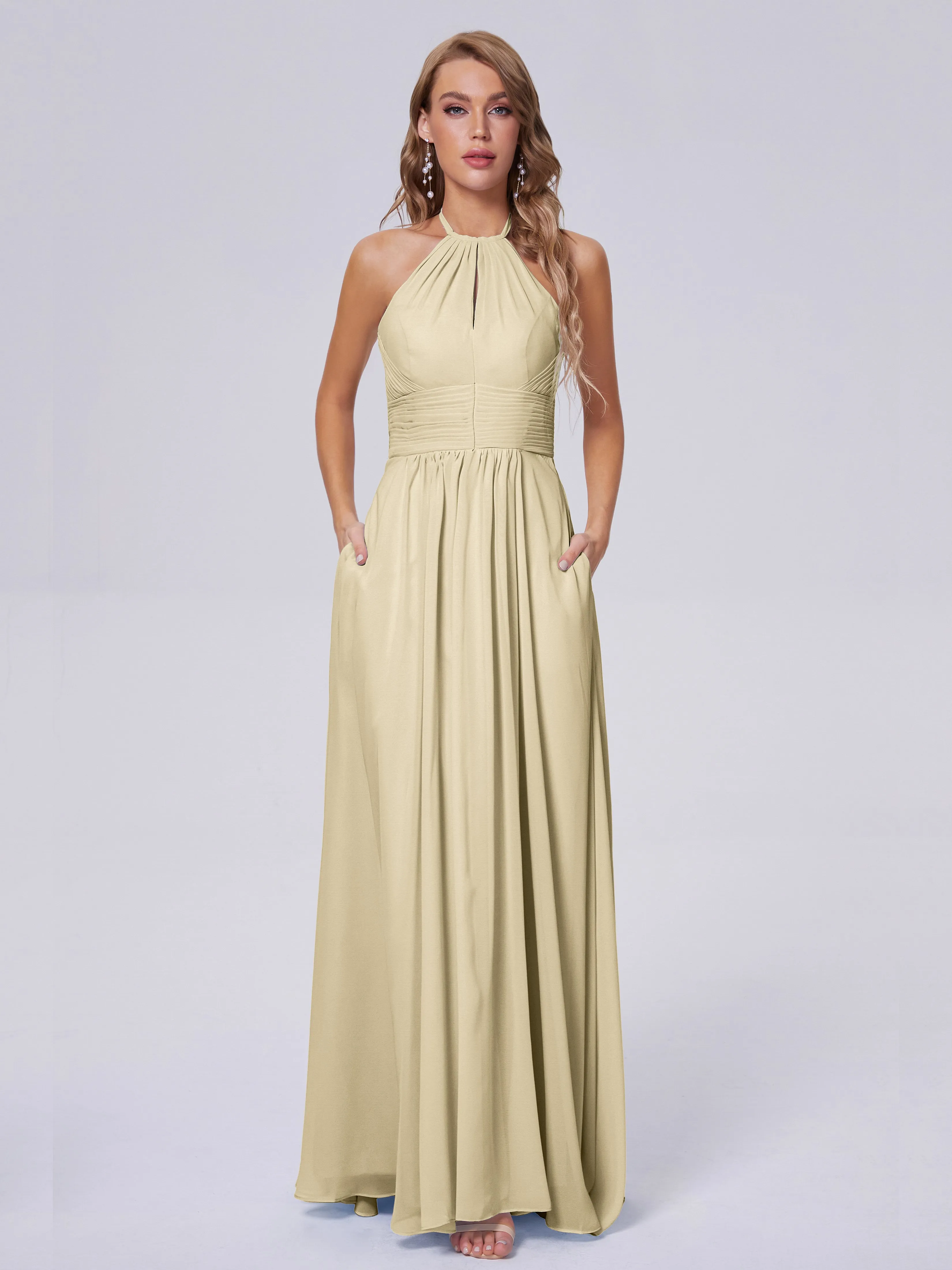 Adaline Awesome Halter Chiffon Bridesmaid Dresses