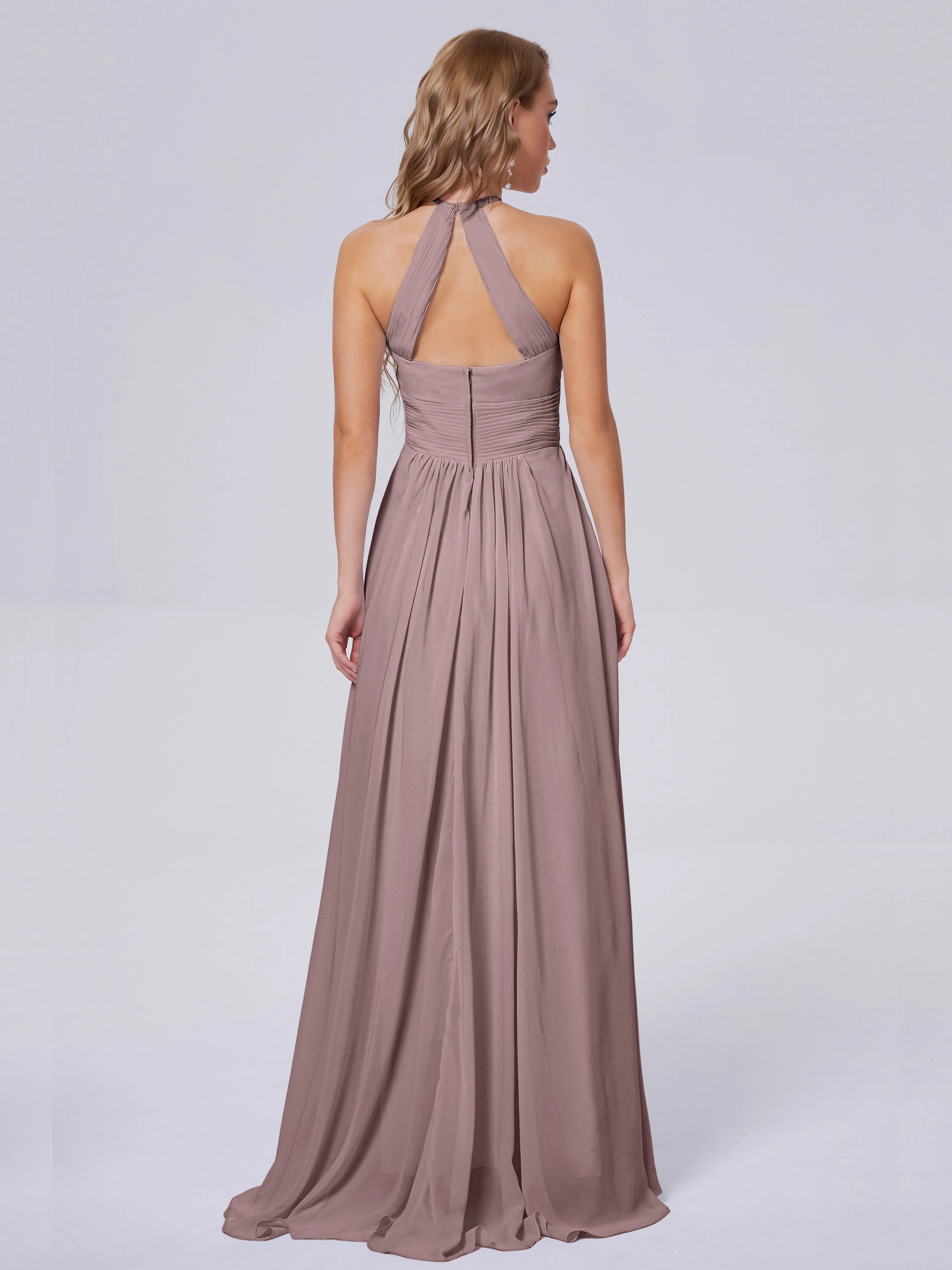 Adaline Awesome Halter Chiffon Bridesmaid Dresses