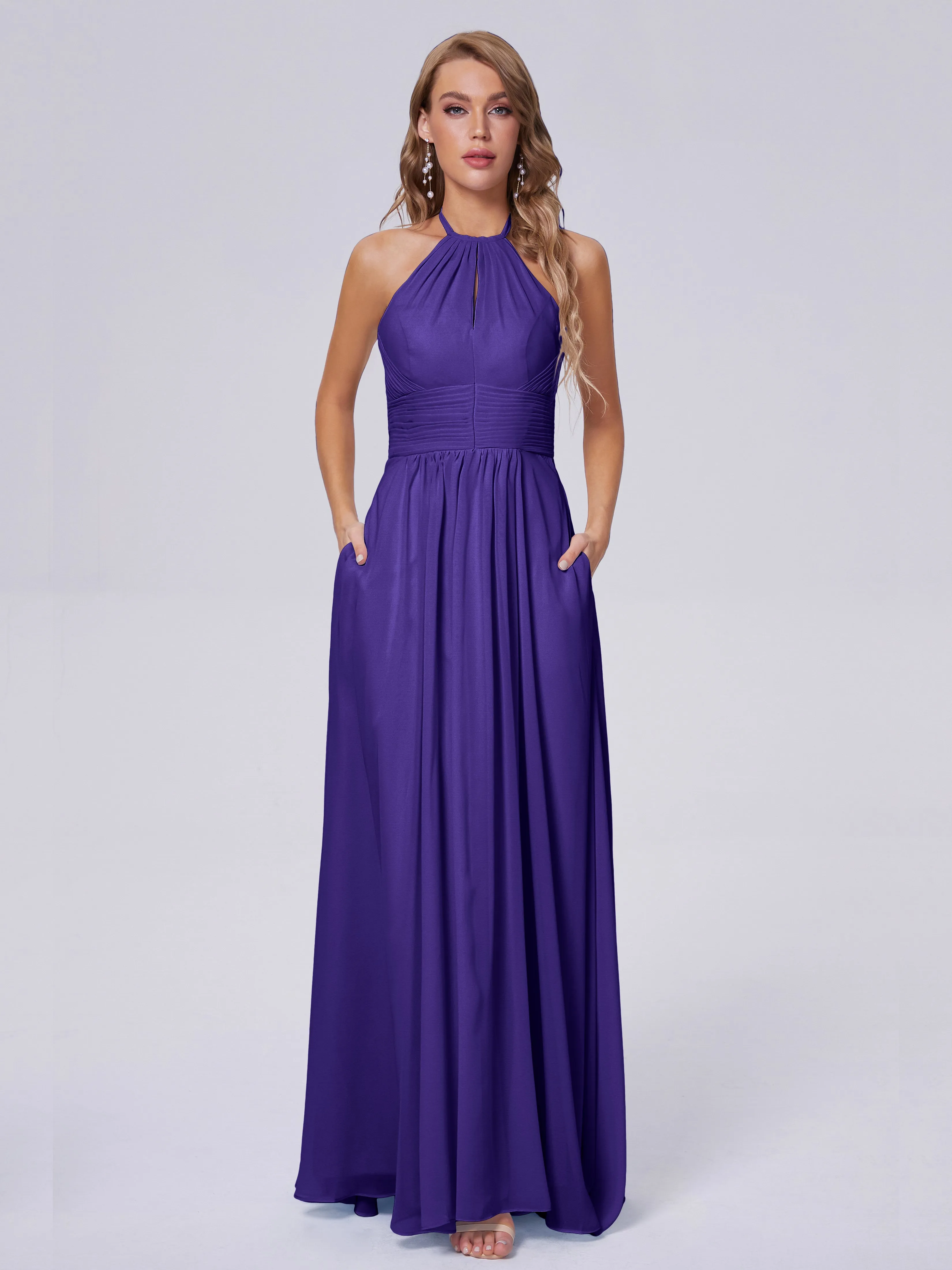 Adaline Awesome Halter Chiffon Bridesmaid Dresses