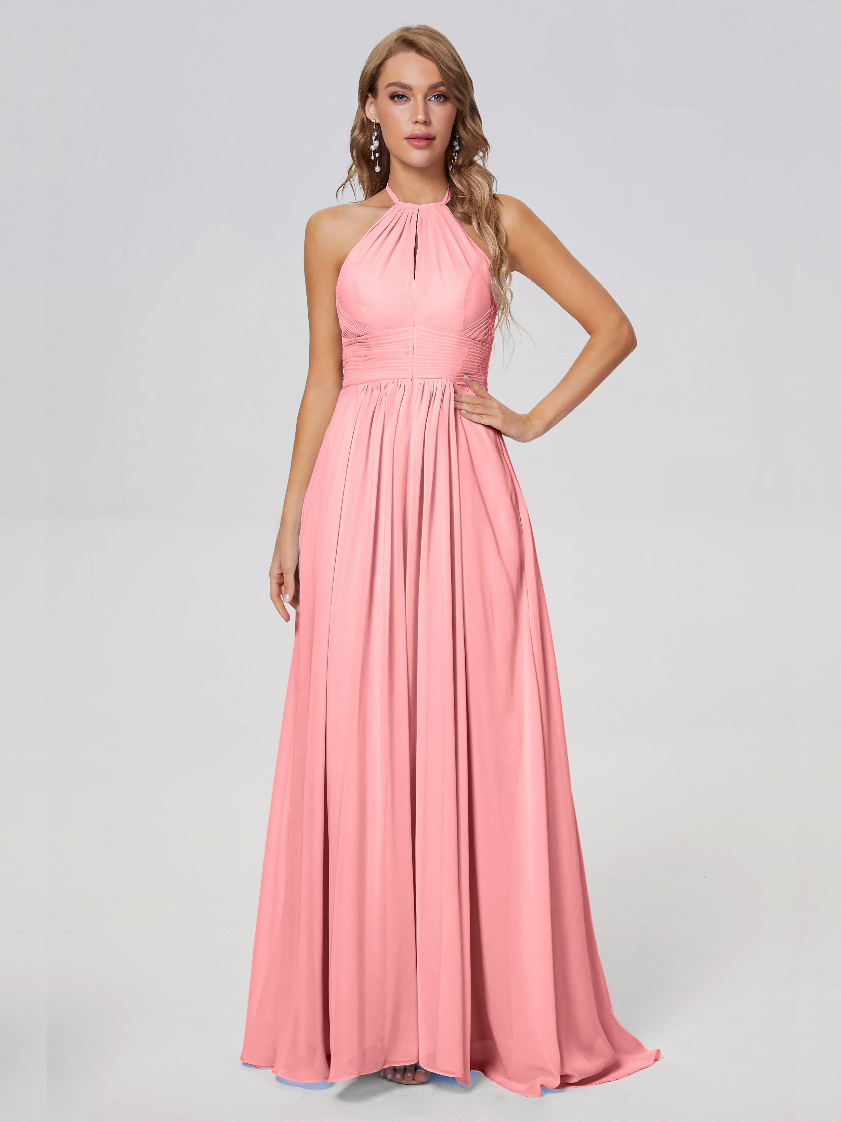 Adaline Awesome Halter Chiffon Bridesmaid Dresses