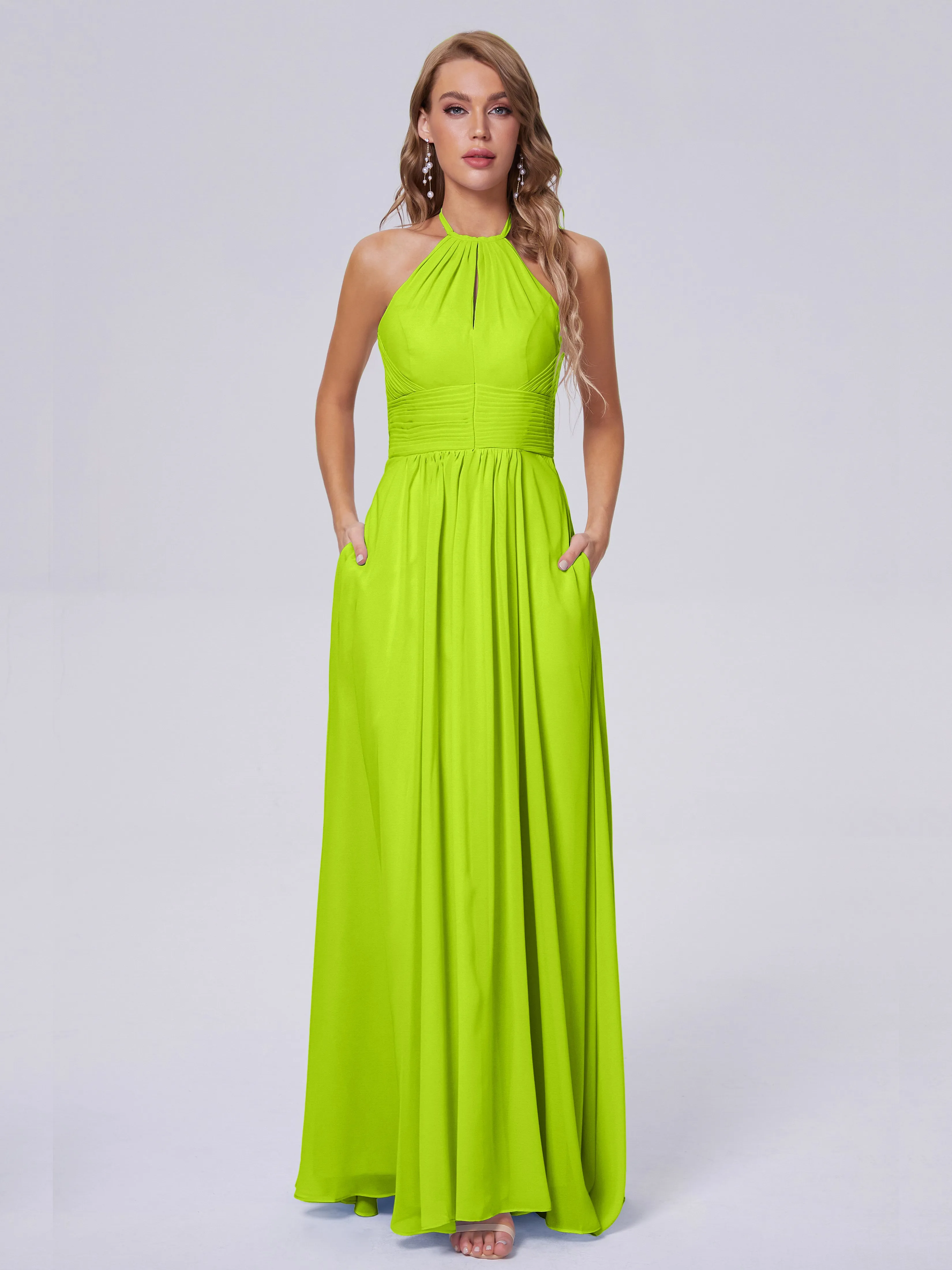 Adaline Awesome Halter Chiffon Bridesmaid Dresses