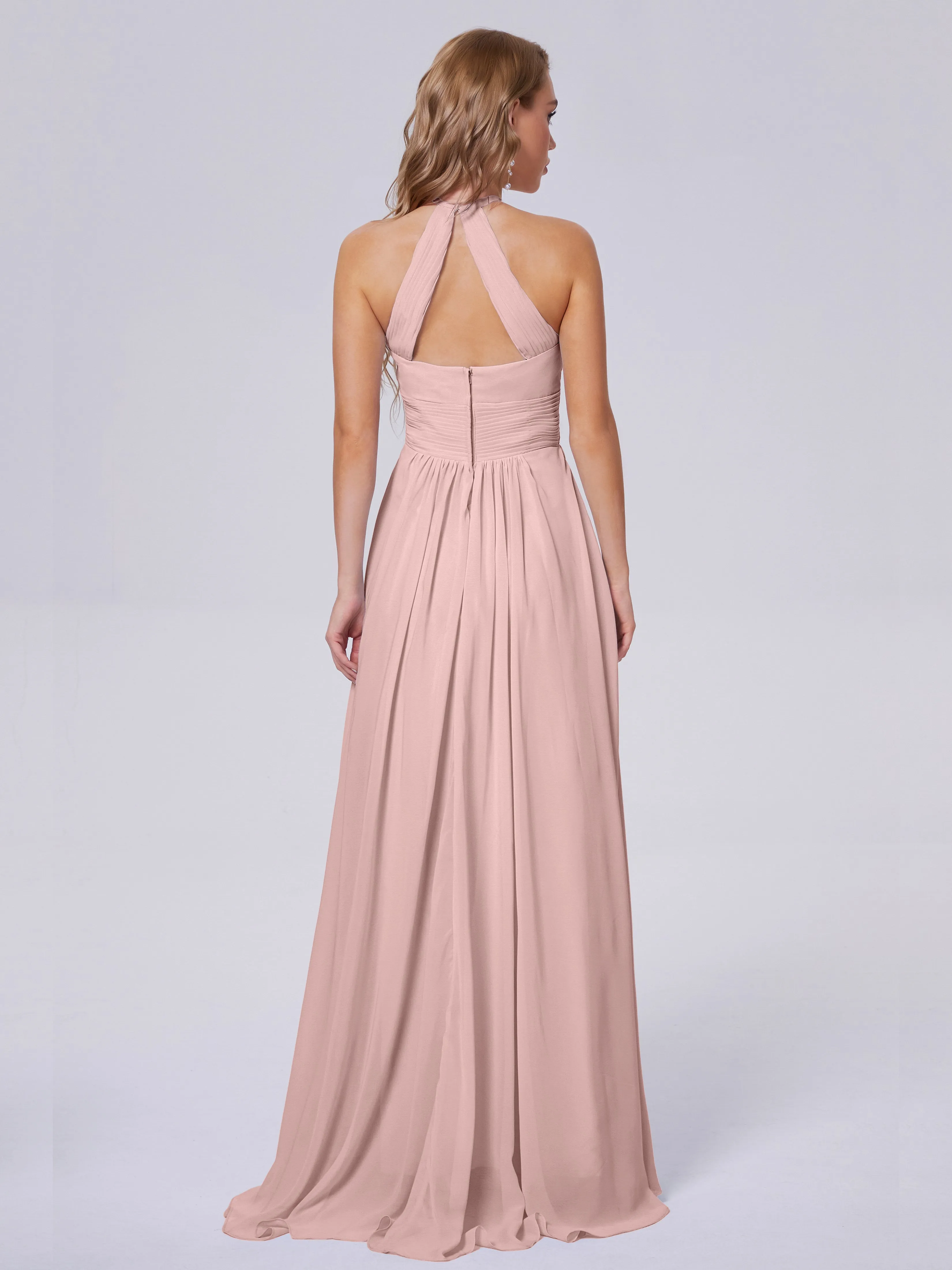 Adaline Awesome Halter Chiffon Bridesmaid Dresses