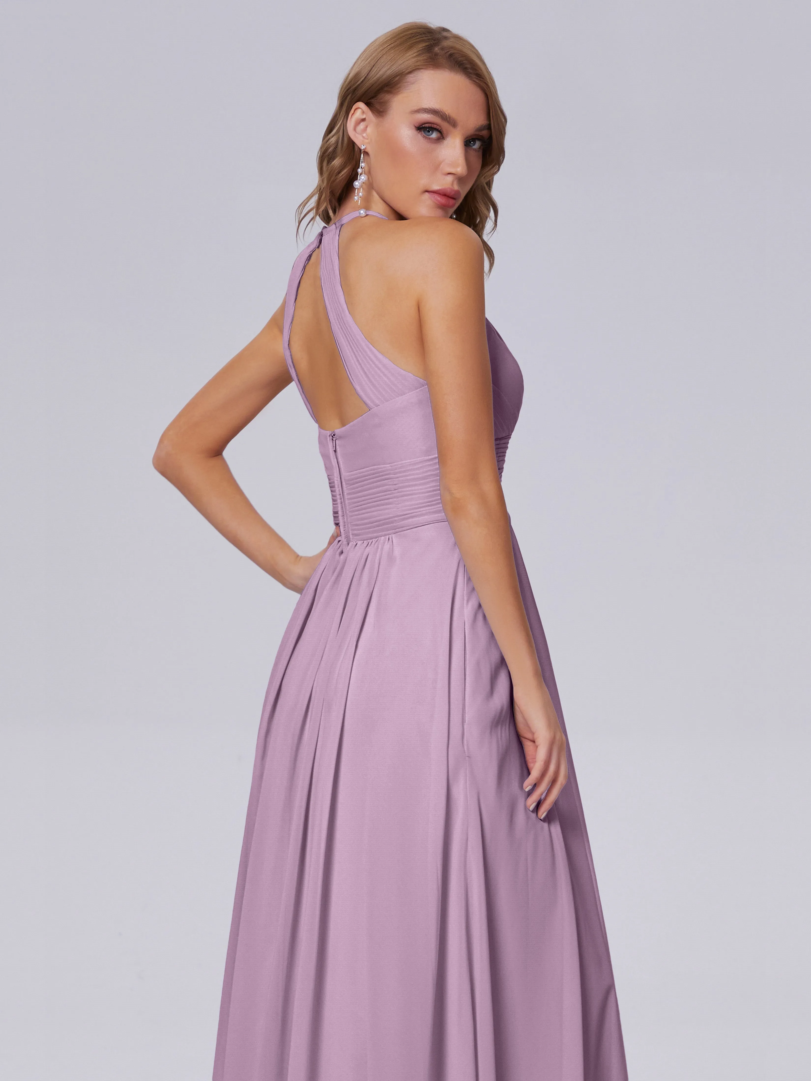 Adaline Awesome Halter Chiffon Bridesmaid Dresses