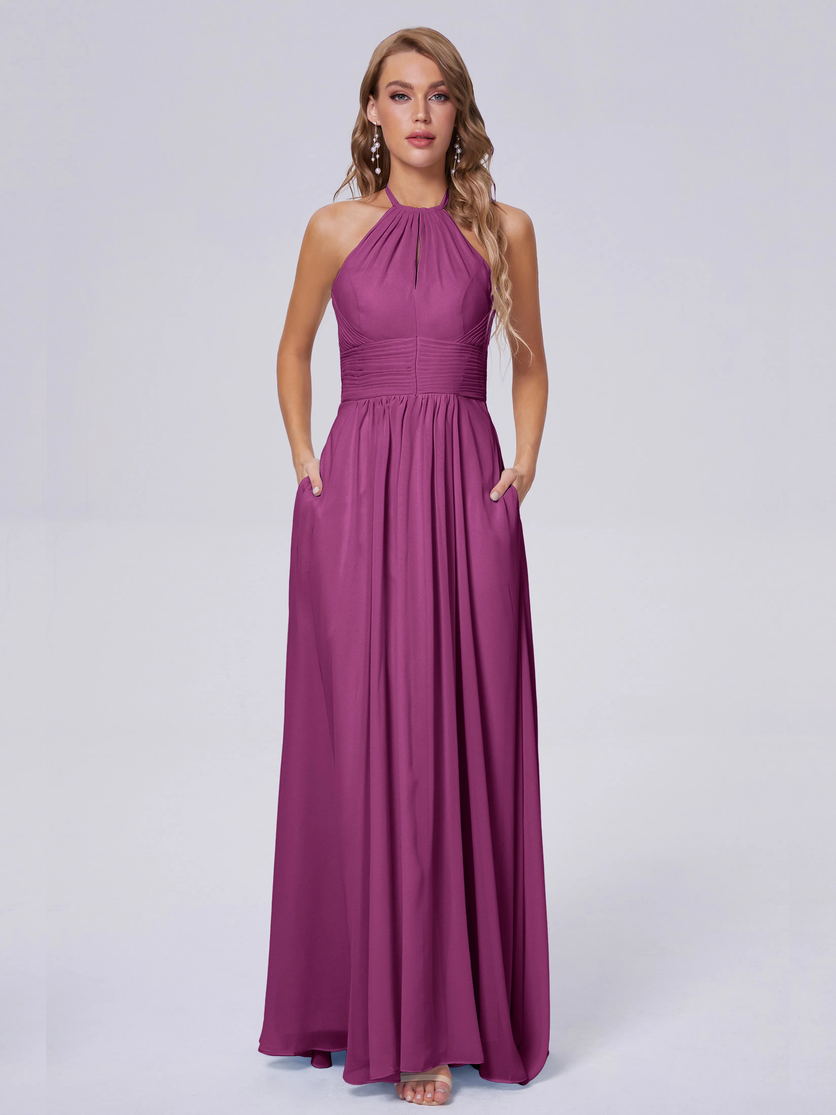 Adaline Awesome Halter Chiffon Bridesmaid Dresses