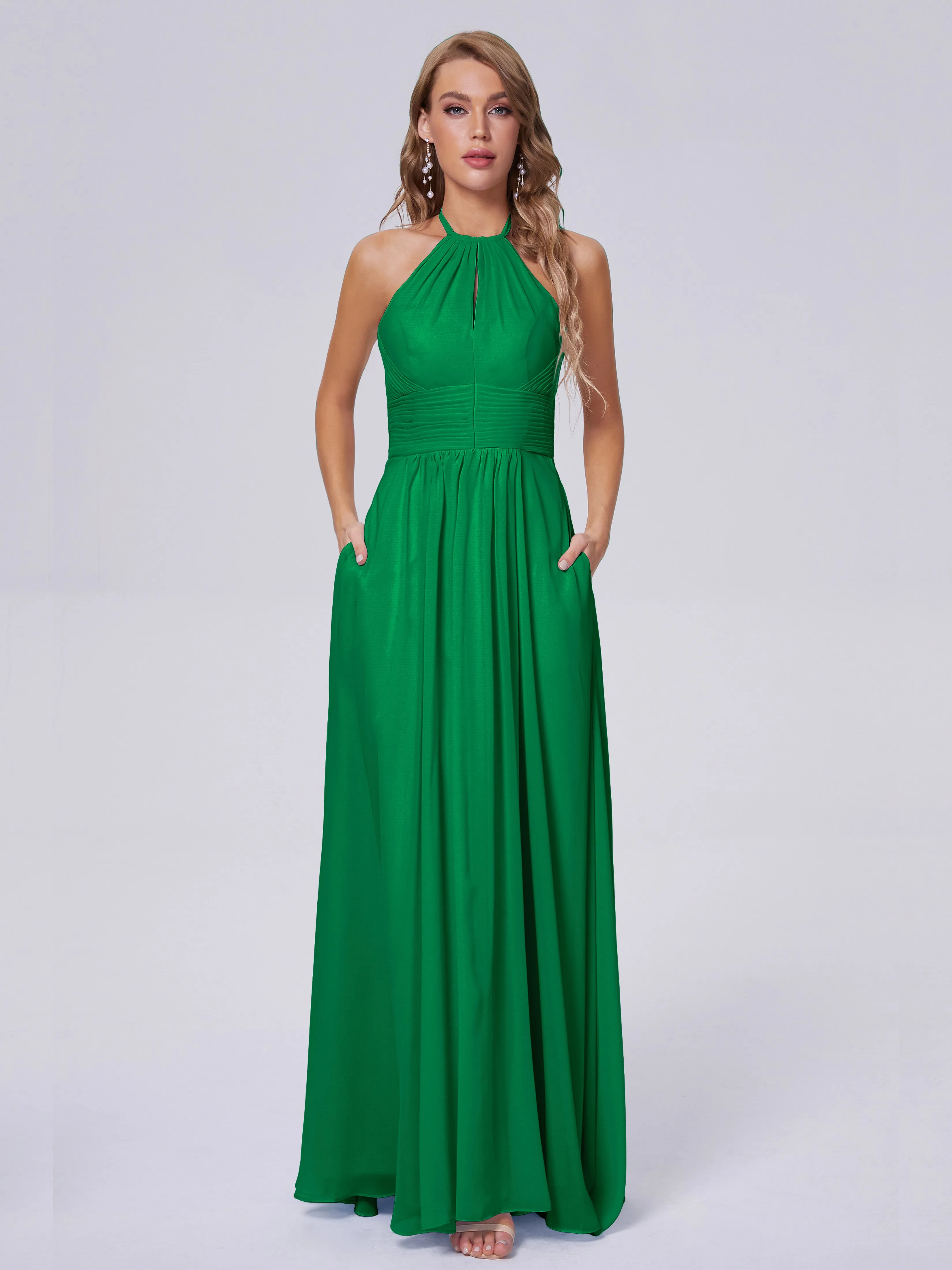 Adaline Awesome Halter Chiffon Bridesmaid Dresses