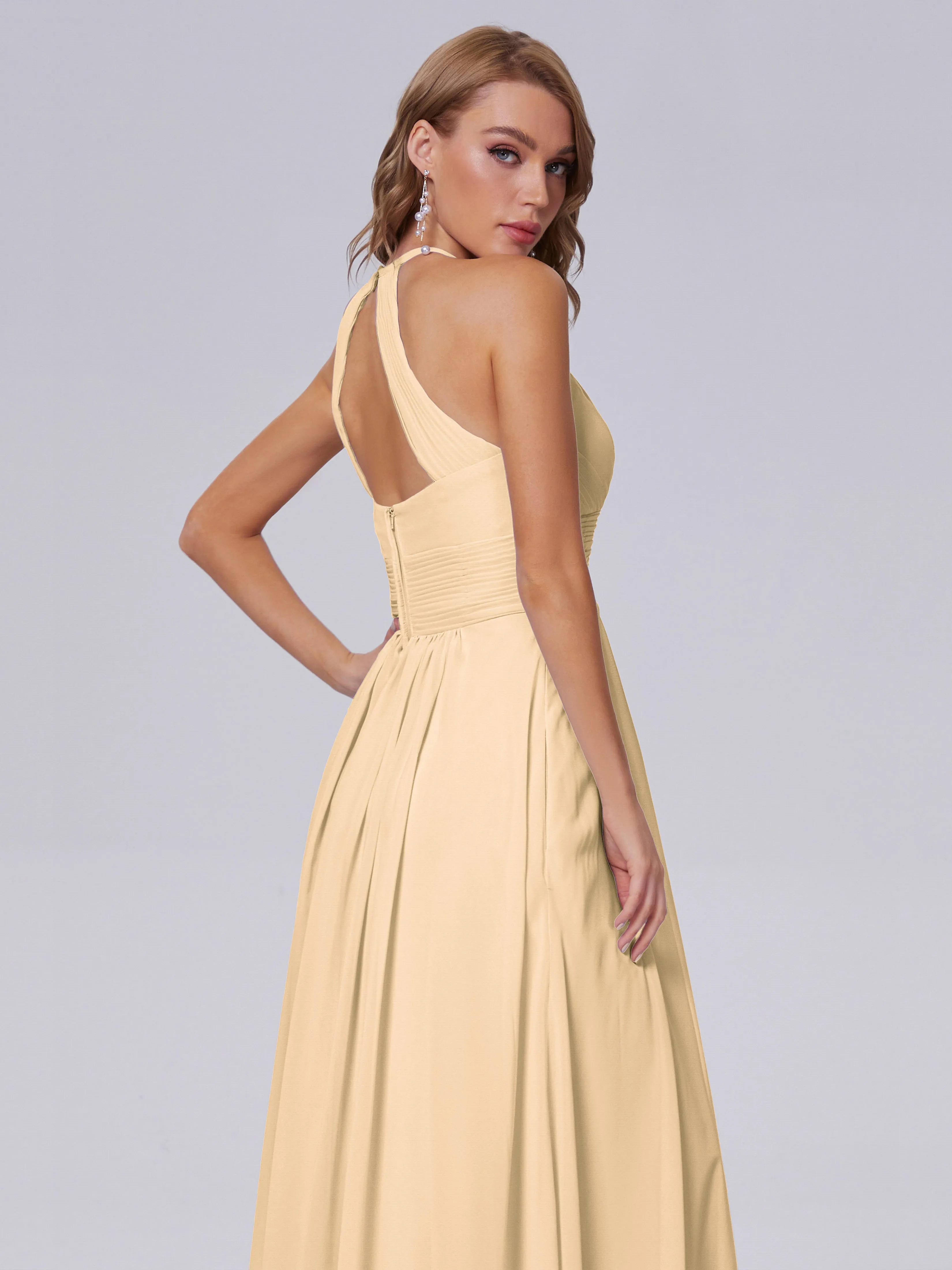 Adaline Awesome Halter Chiffon Bridesmaid Dresses