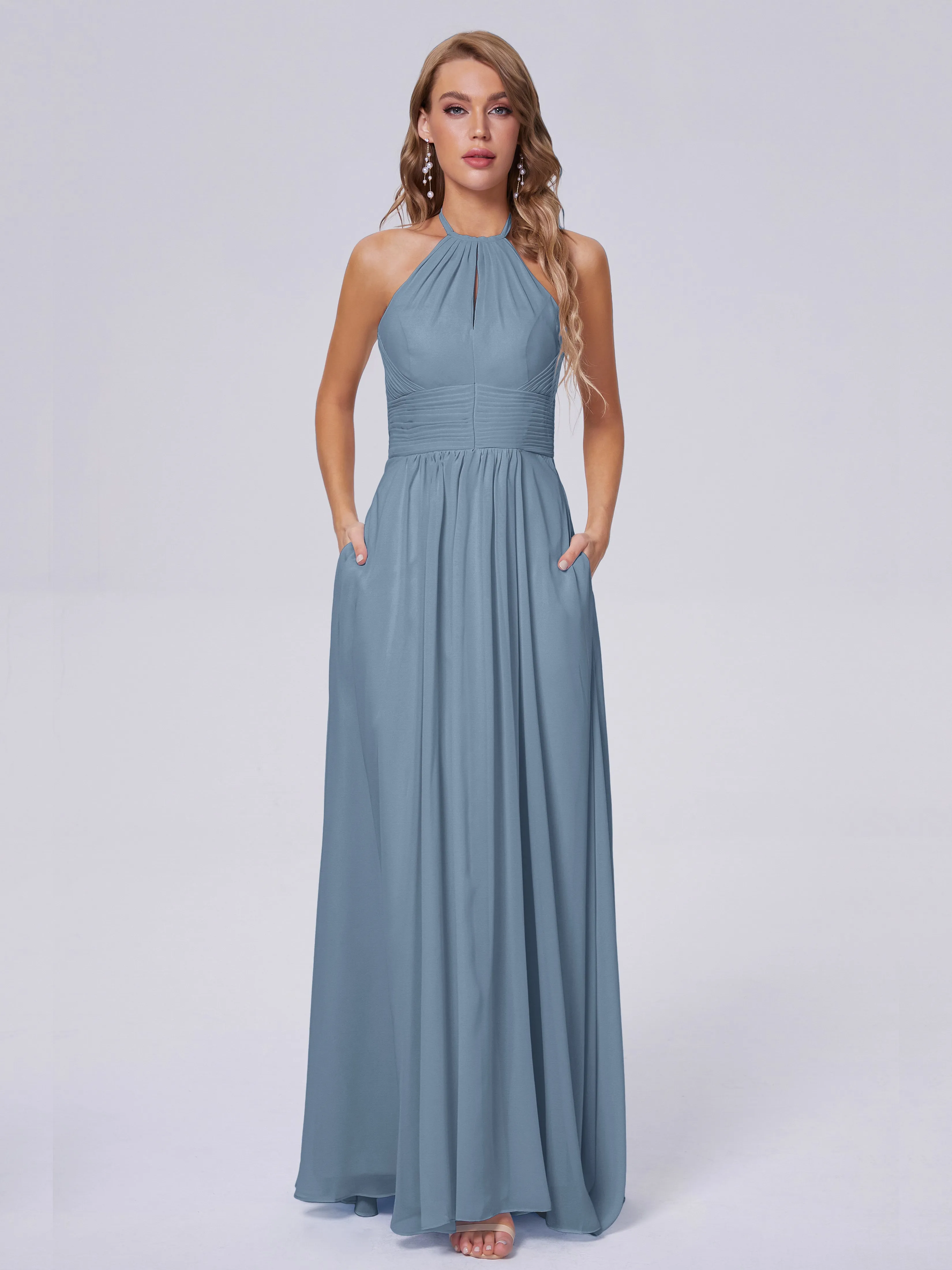 Adaline Awesome Halter Chiffon Bridesmaid Dresses