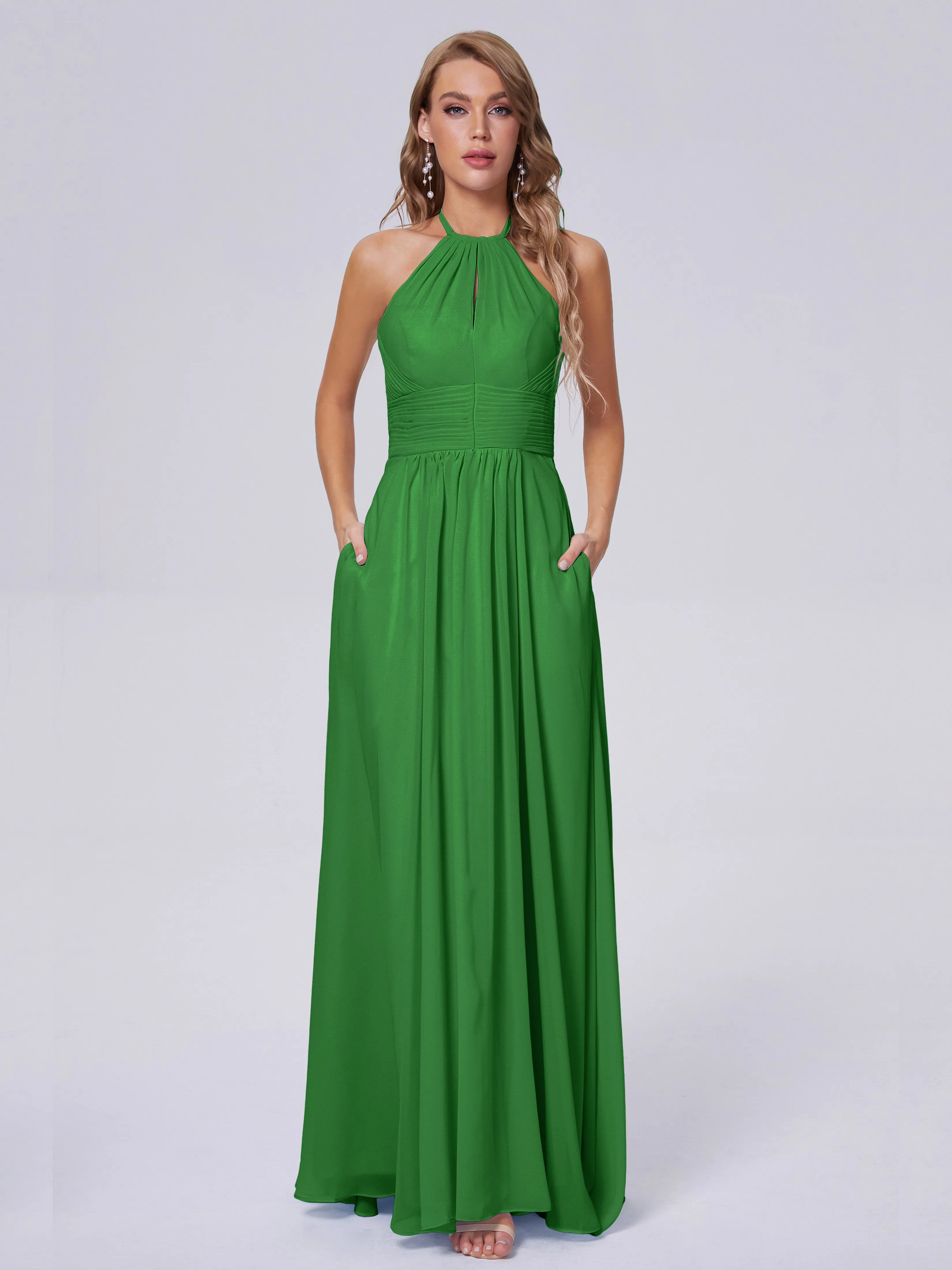 Adaline Awesome Halter Chiffon Bridesmaid Dresses