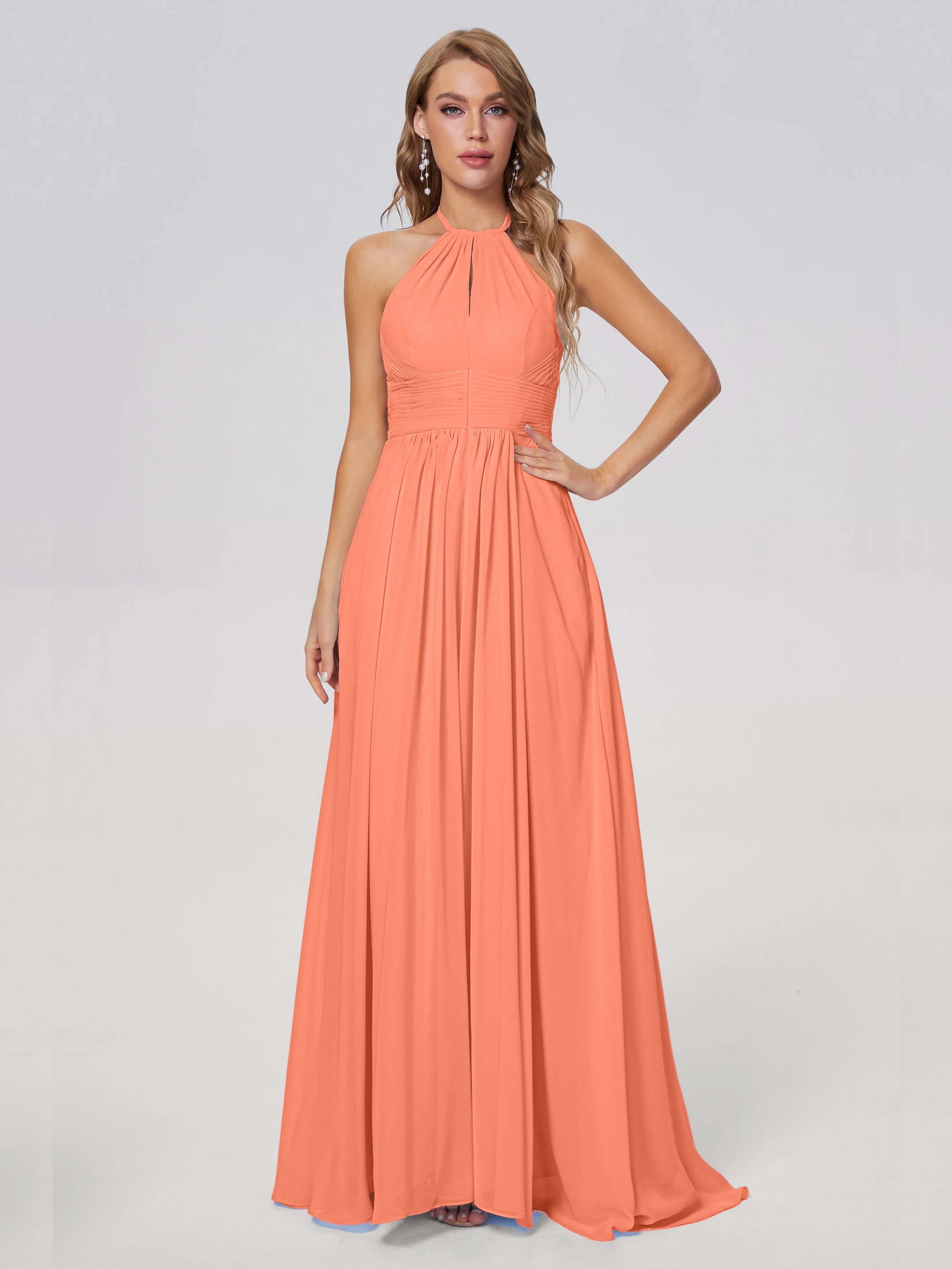 Adaline Awesome Halter Chiffon Bridesmaid Dresses