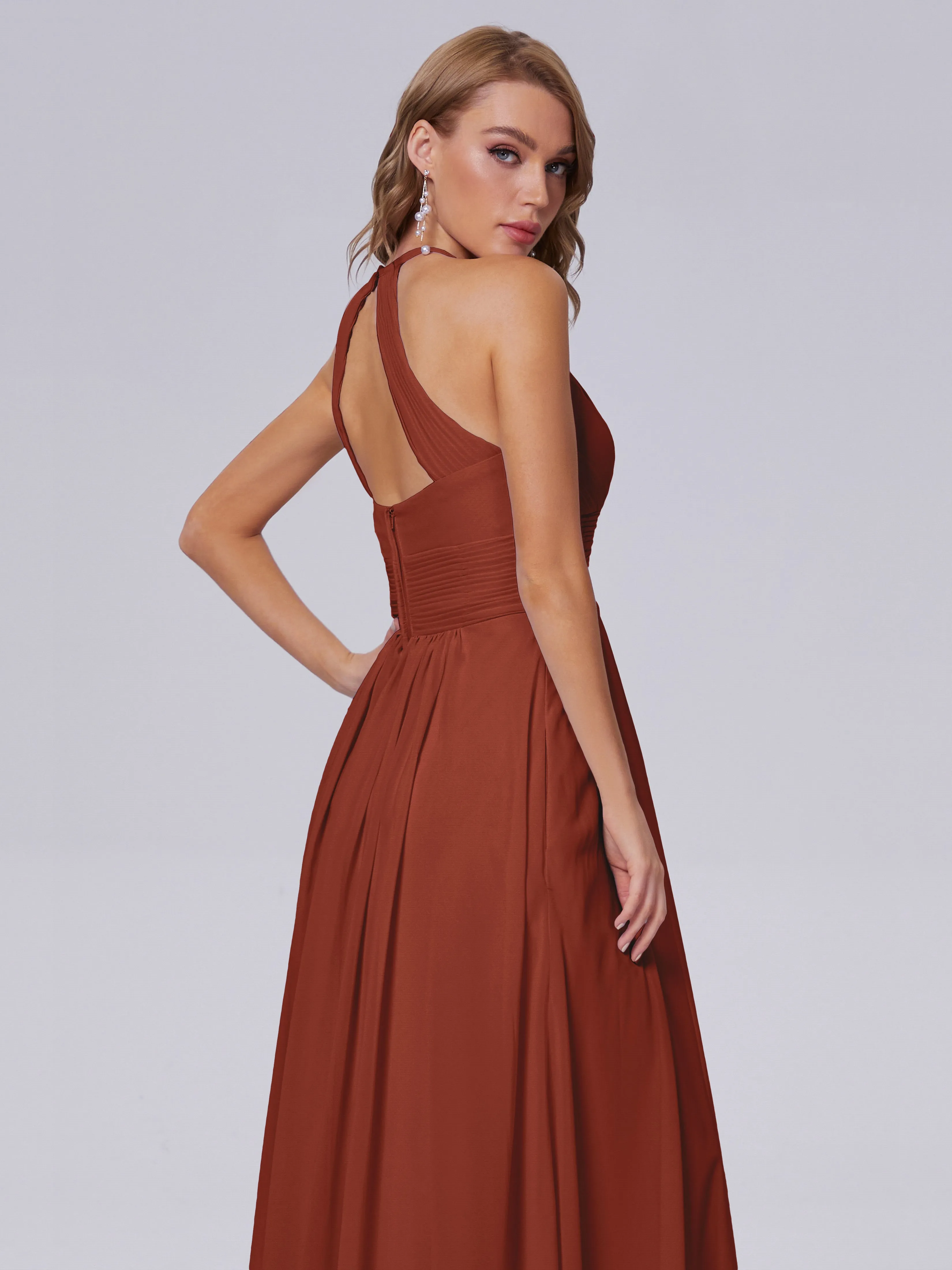 Adaline Awesome Halter Chiffon Bridesmaid Dresses