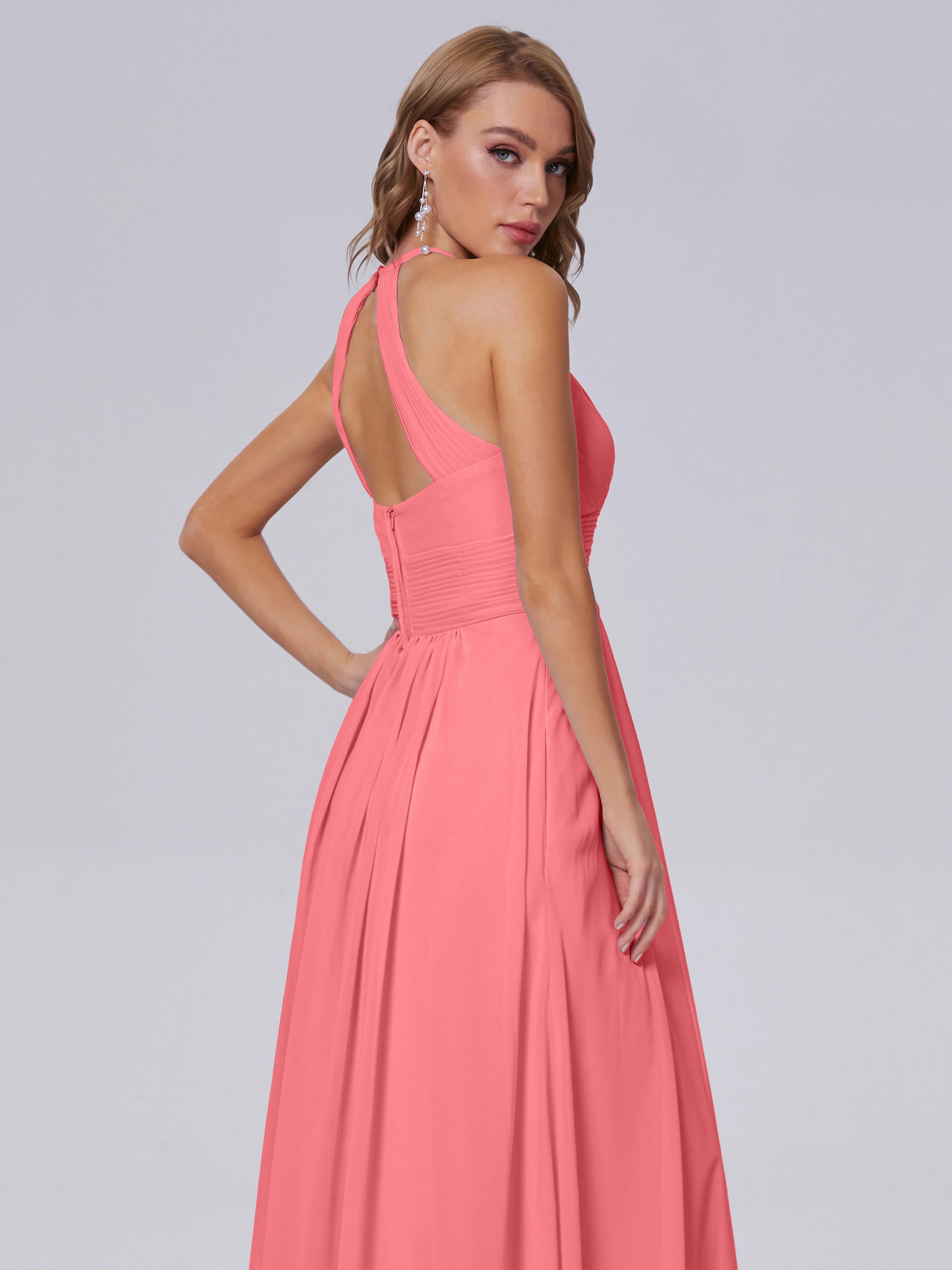 Adaline Awesome Halter Chiffon Bridesmaid Dresses