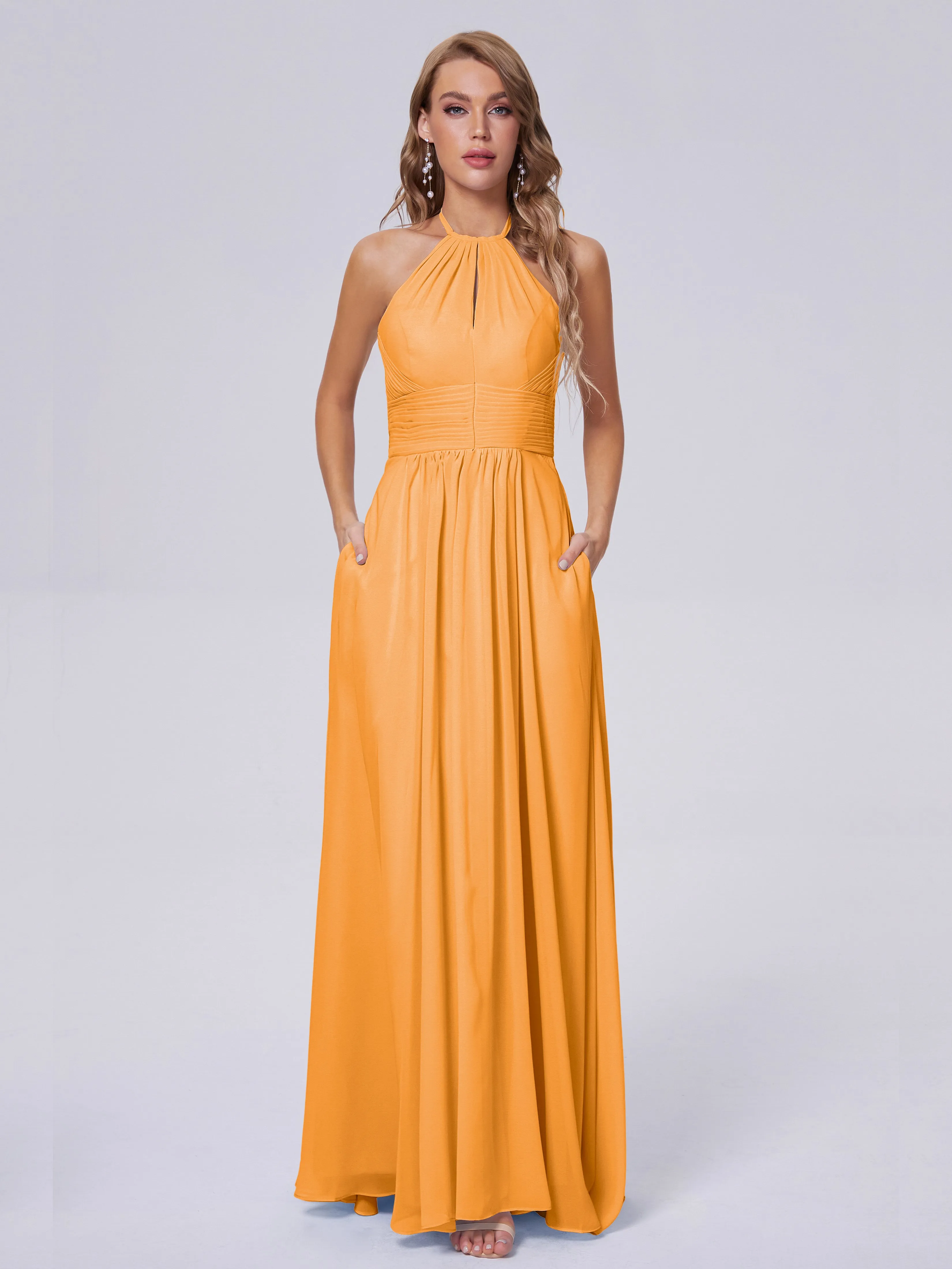 Adaline Awesome Halter Chiffon Bridesmaid Dresses