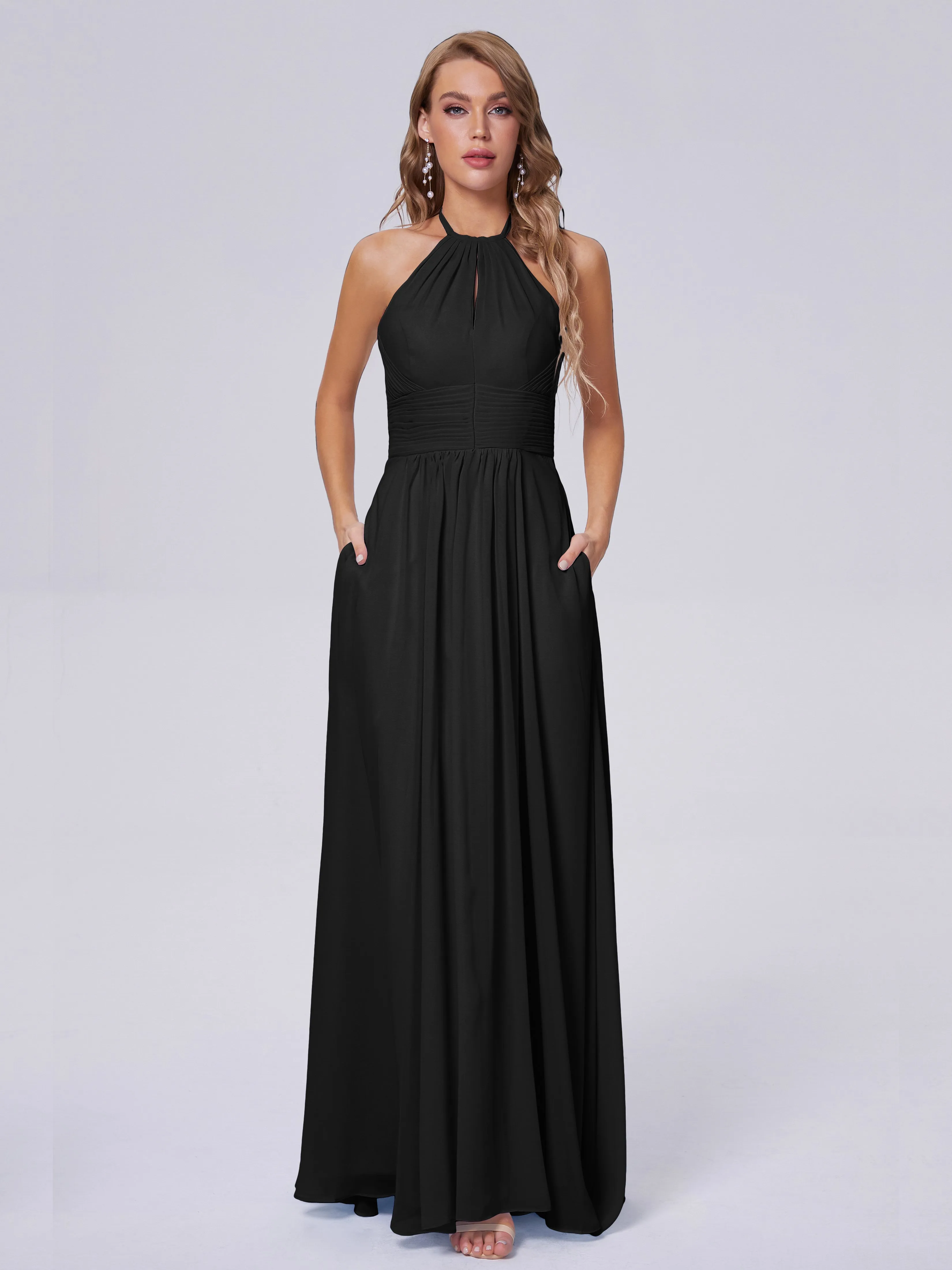 Adaline Awesome Halter Chiffon Bridesmaid Dresses