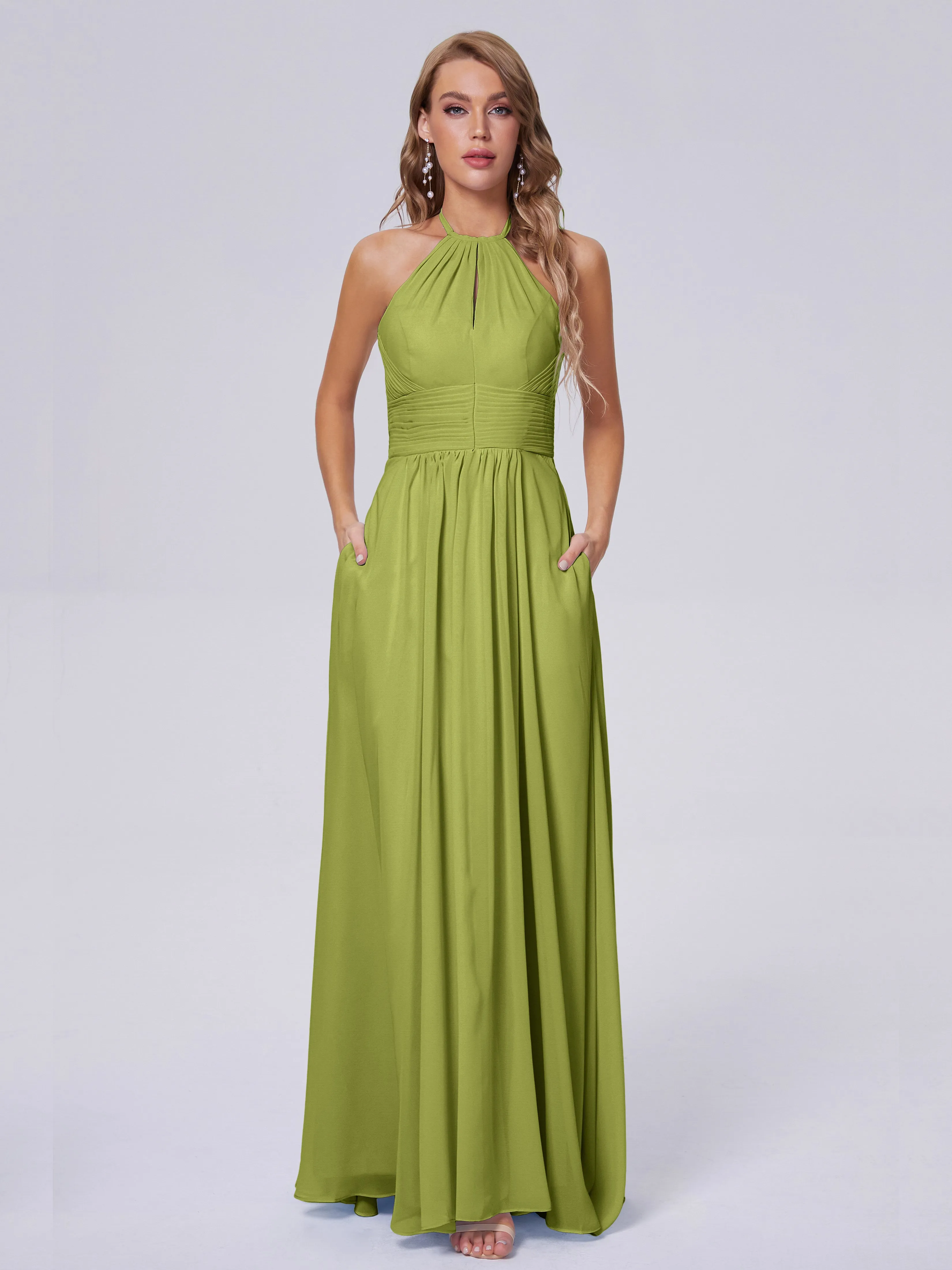 Adaline Awesome Halter Chiffon Bridesmaid Dresses