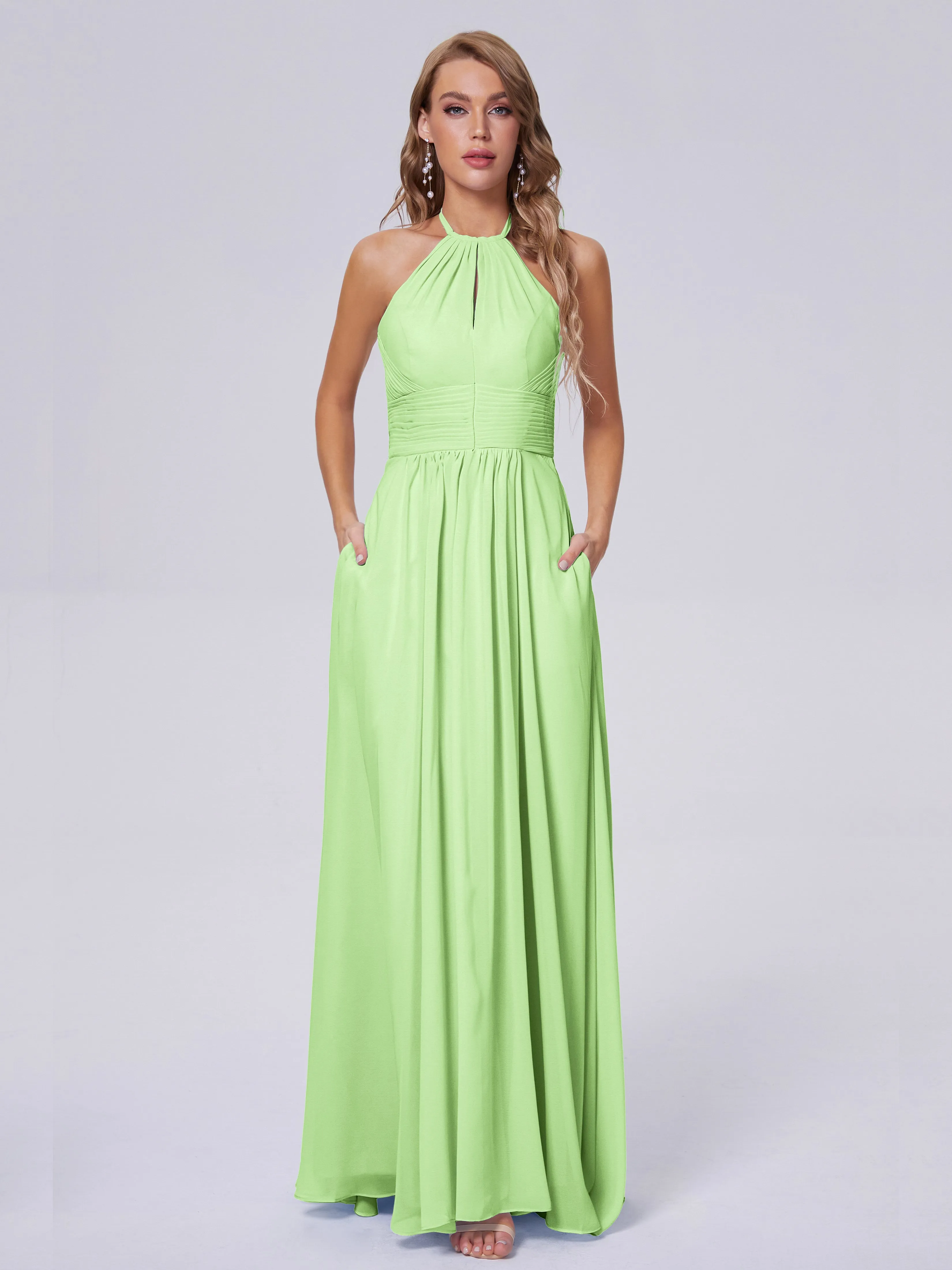 Adaline Awesome Halter Chiffon Bridesmaid Dresses