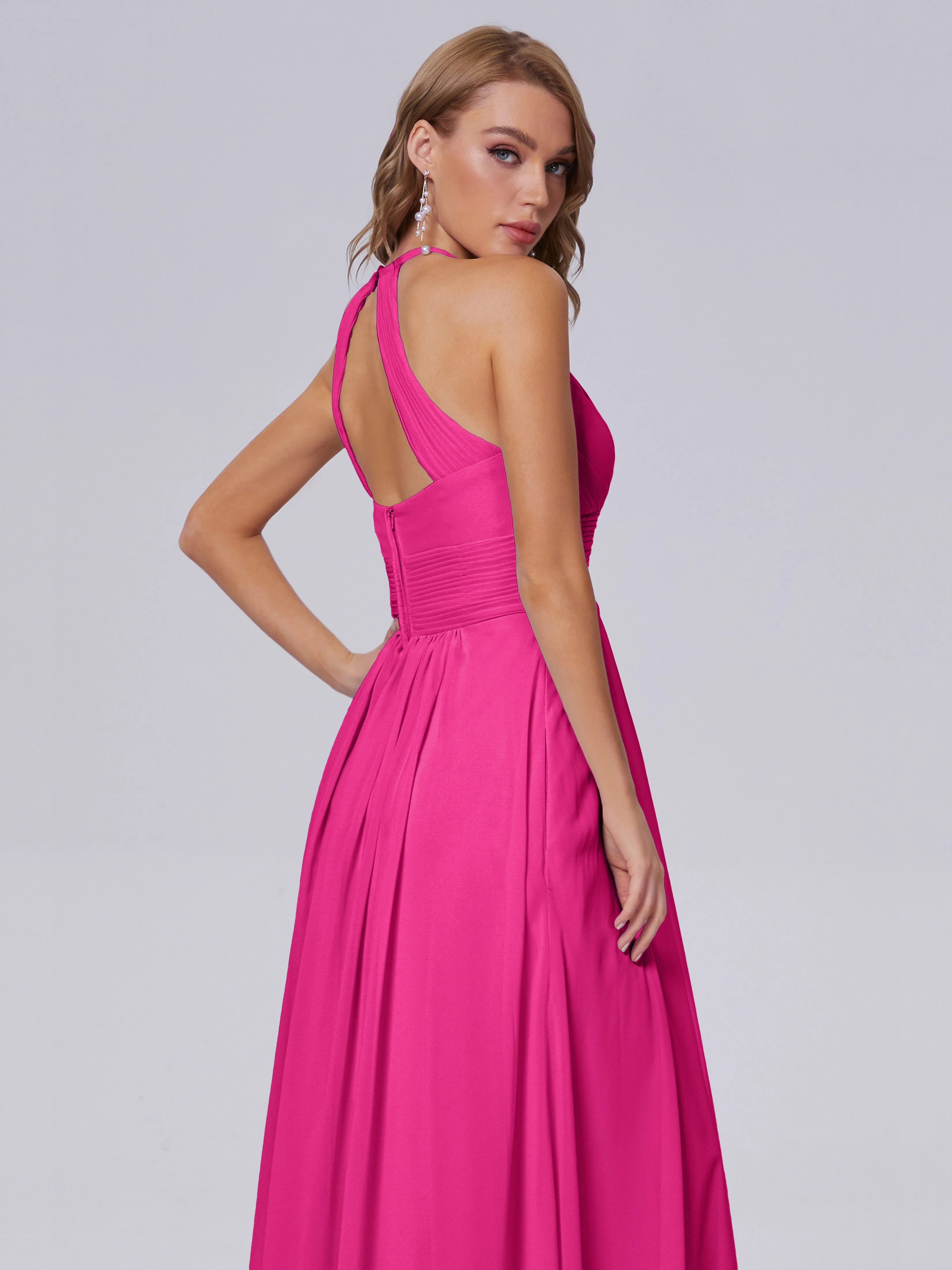 Adaline Awesome Halter Chiffon Bridesmaid Dresses