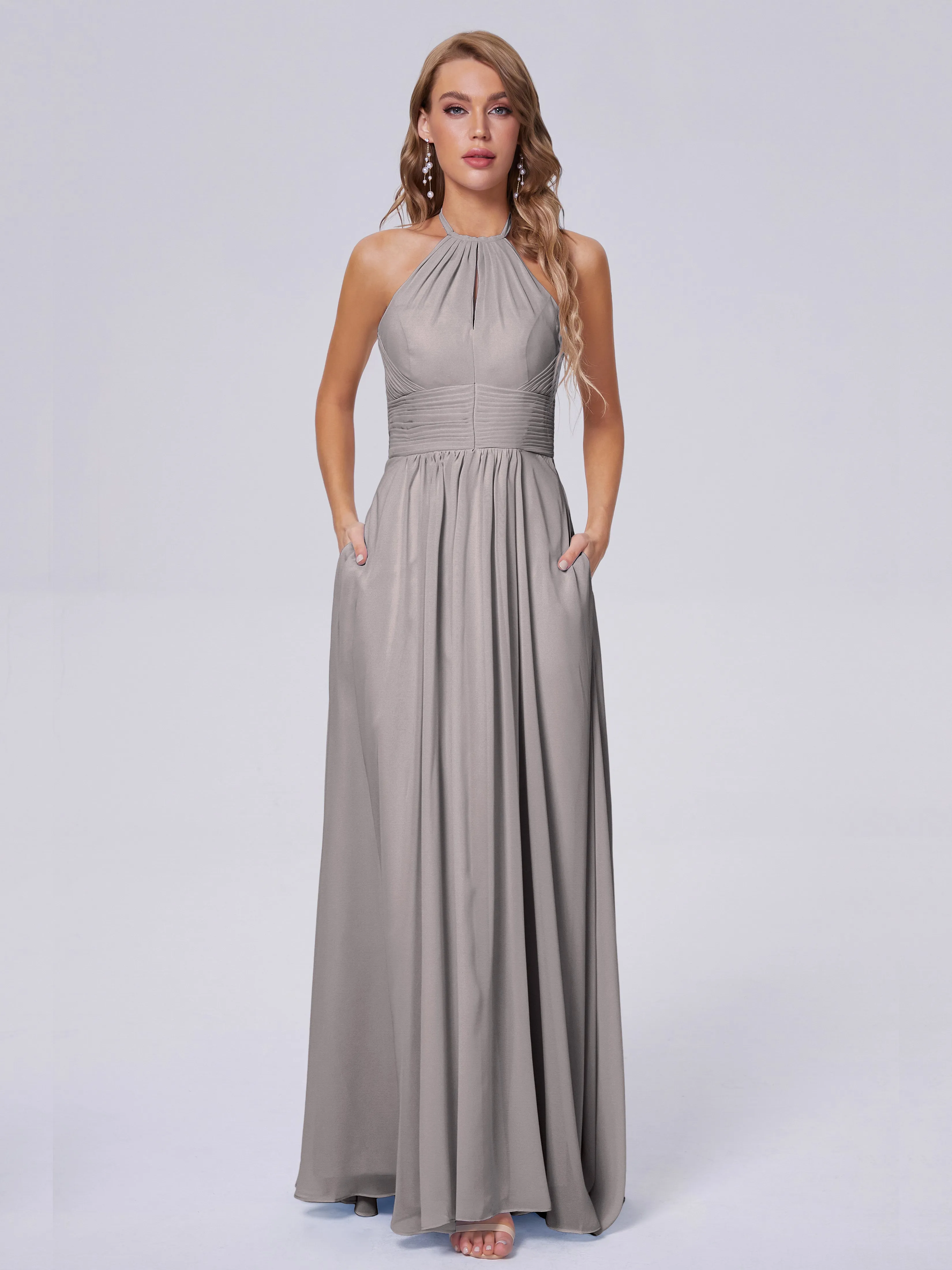 Adaline Awesome Halter Chiffon Bridesmaid Dresses