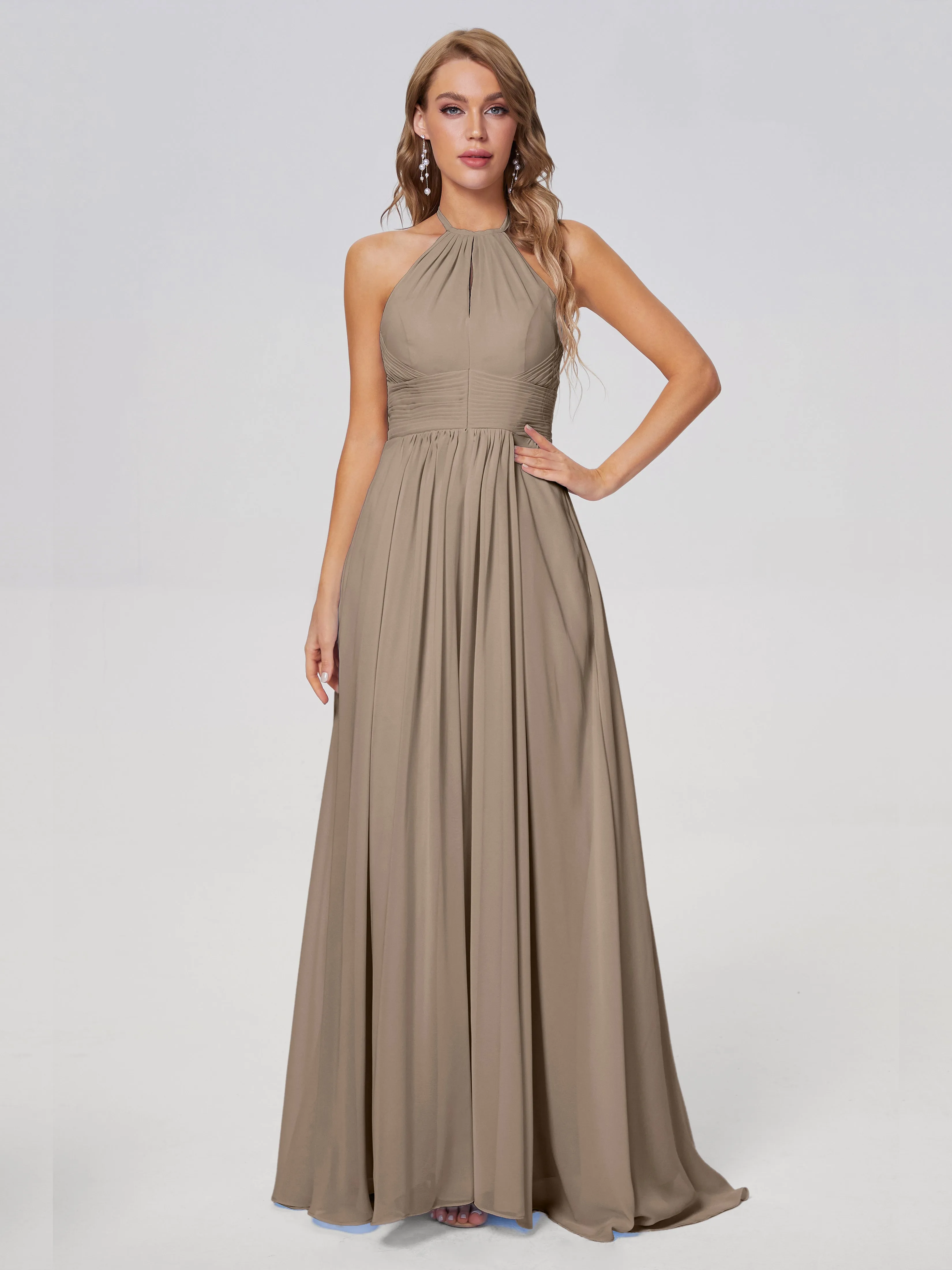 Adaline Awesome Halter Chiffon Bridesmaid Dresses