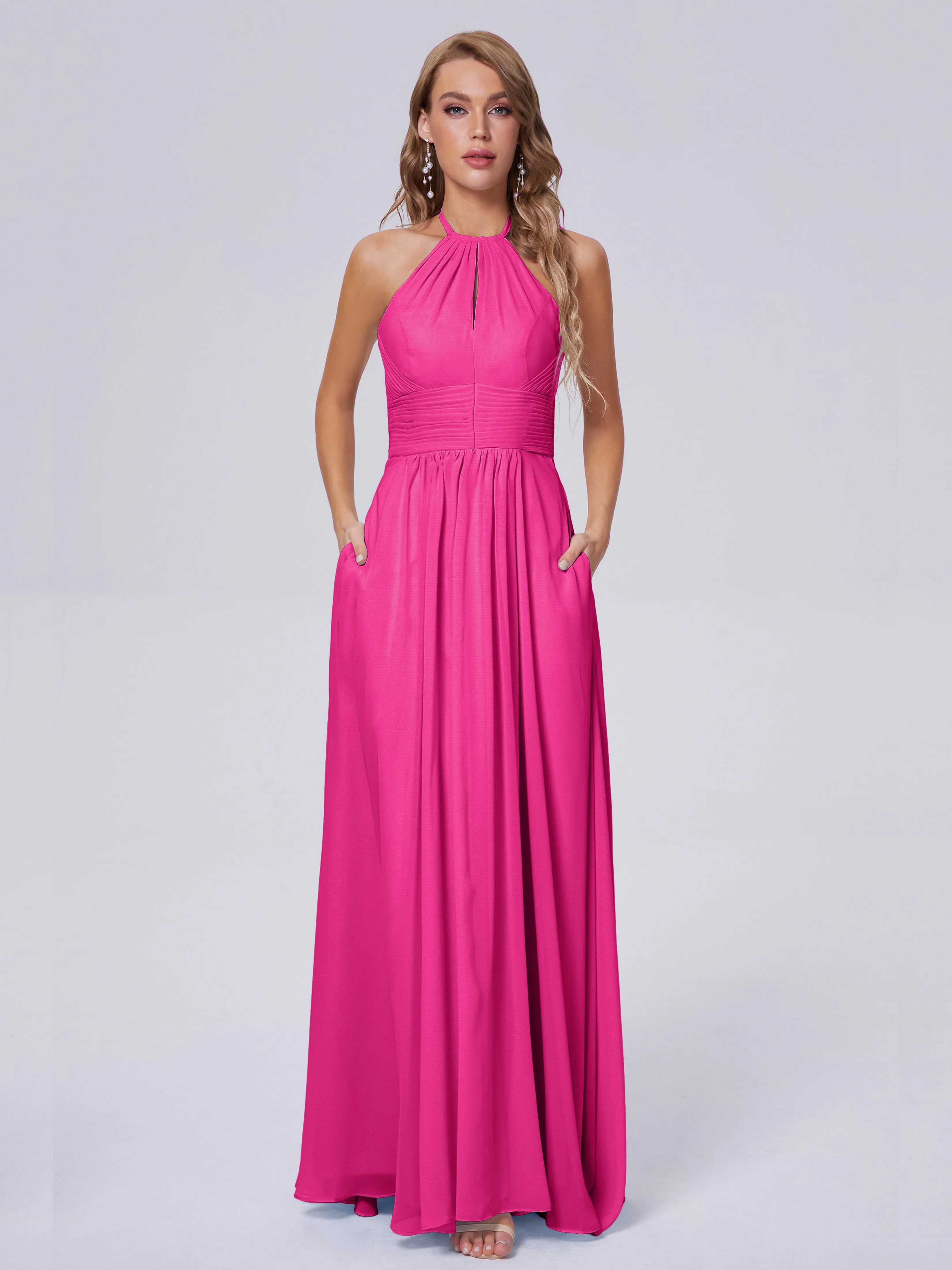 Adaline Awesome Halter Chiffon Bridesmaid Dresses