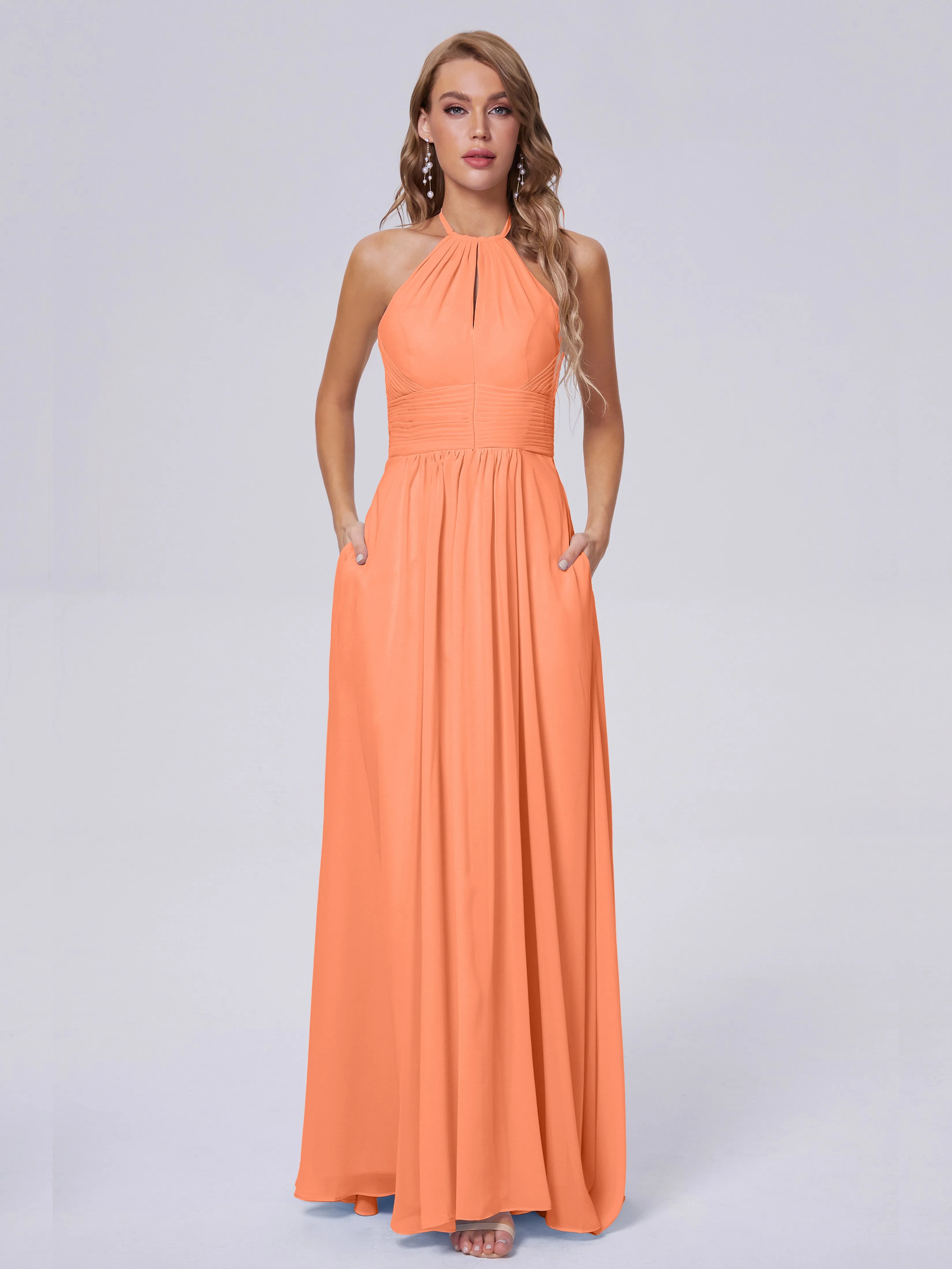 Adaline Awesome Halter Chiffon Bridesmaid Dresses